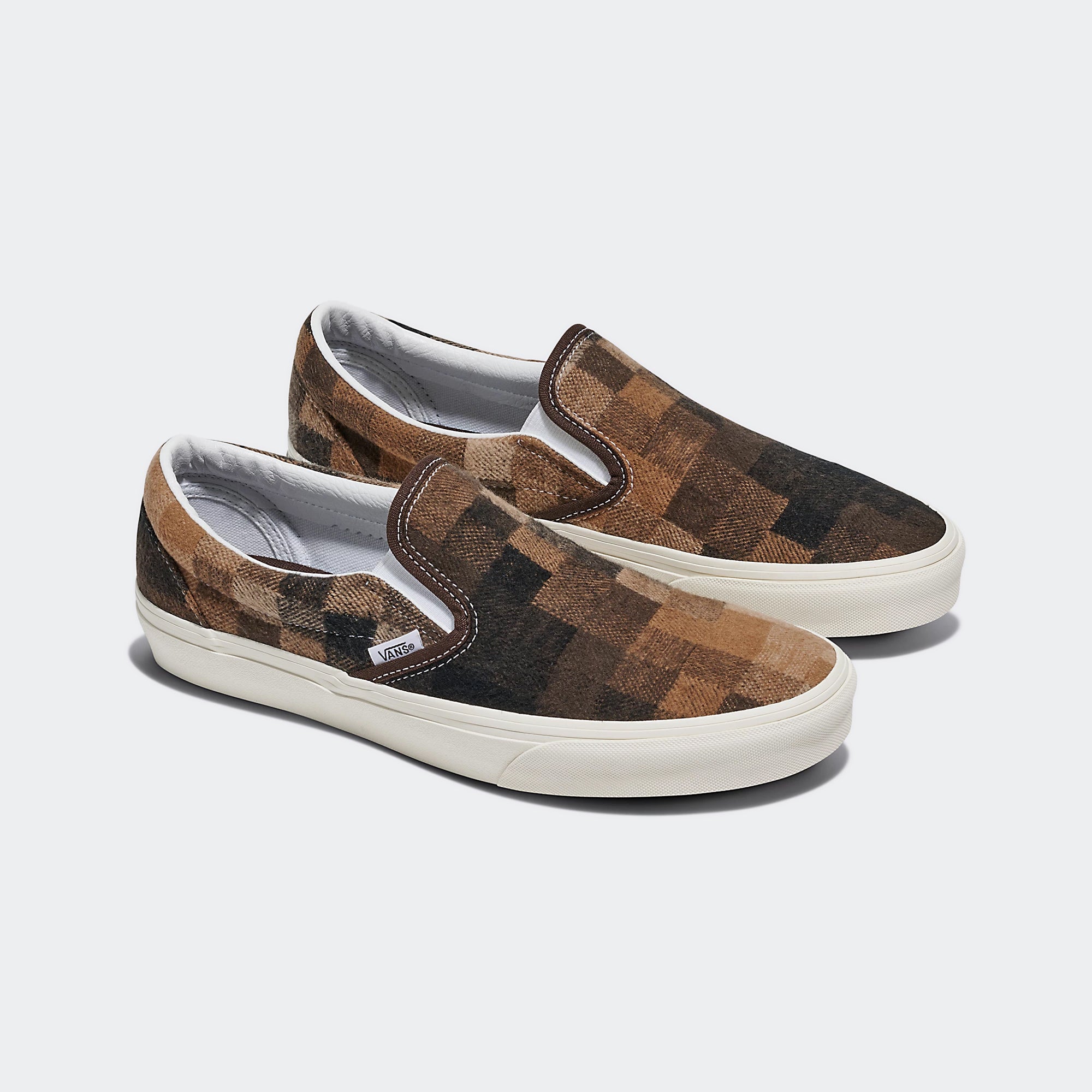 Unisex Vans Classic Slip-On Checkerboard Shoes Sweater Brown