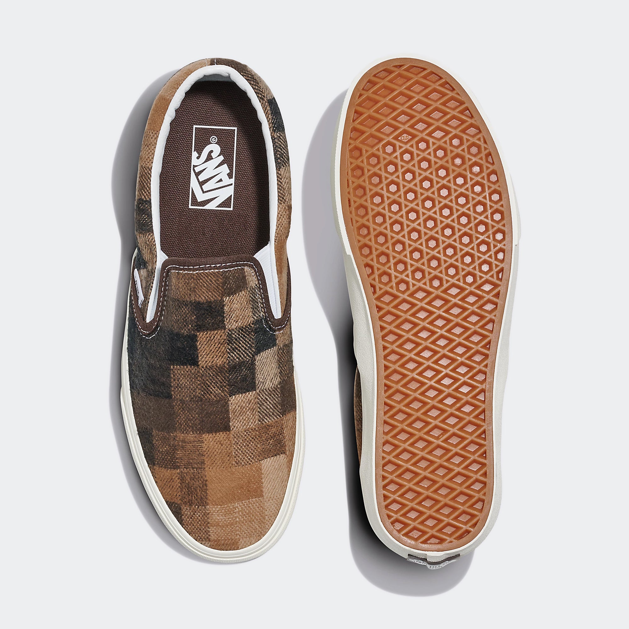 Unisex Vans Classic Slip-On Checkerboard Shoes Sweater Brown