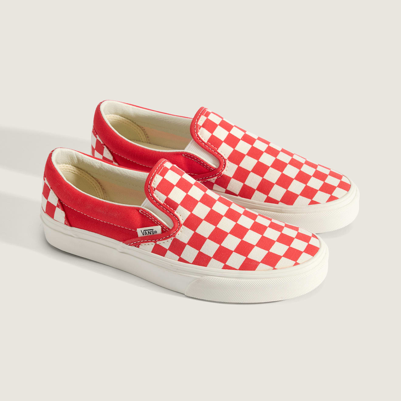 Unisex Vans Classic Slip-On Checkerboard Shoes Tomato