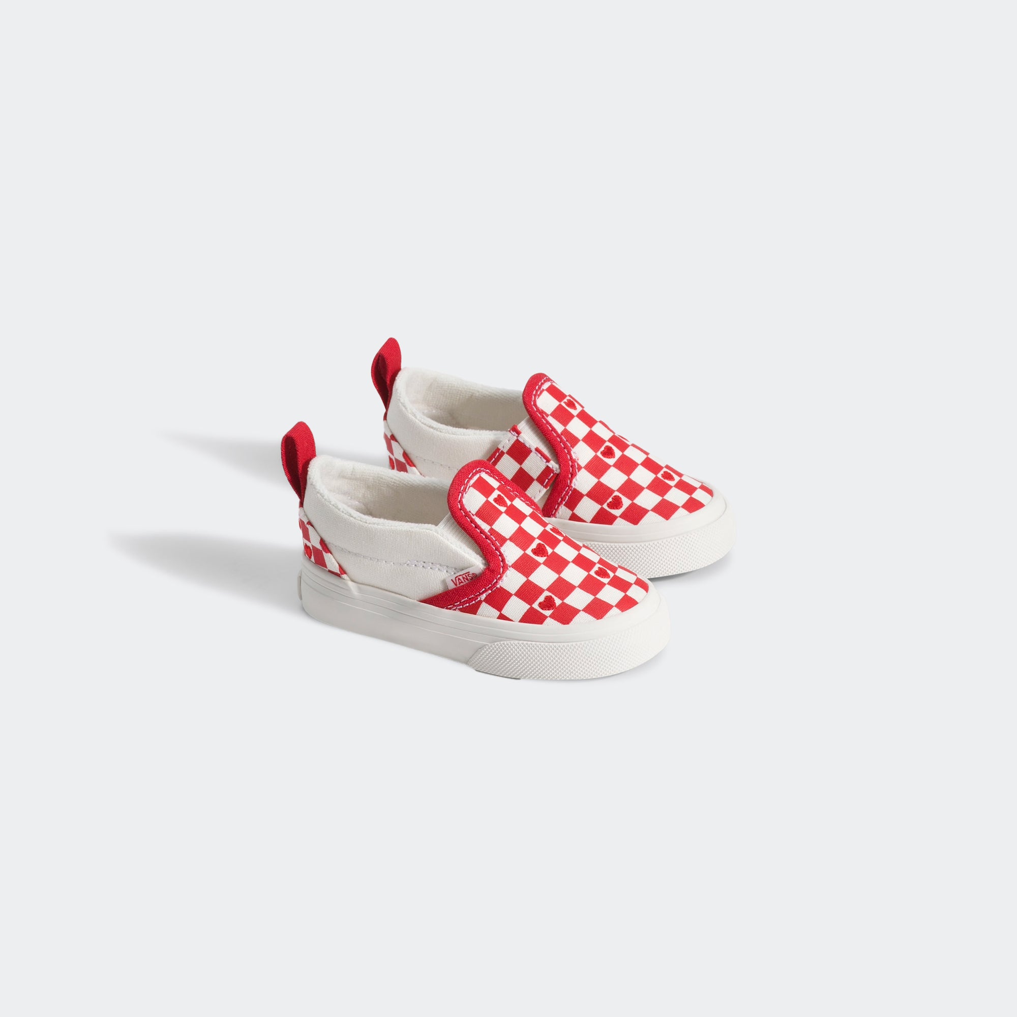 Toddler Vans Classic Slip-On V Checkerboard Shoes Racing Red / True White