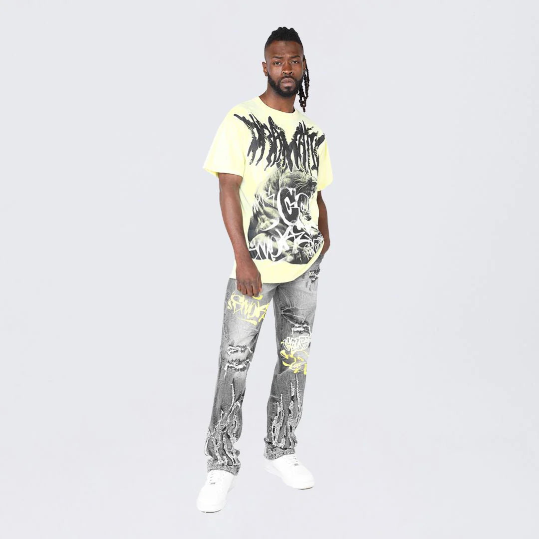 Men's Smoke Rise Oversized Dystopia T-Shirt Wax Yellow