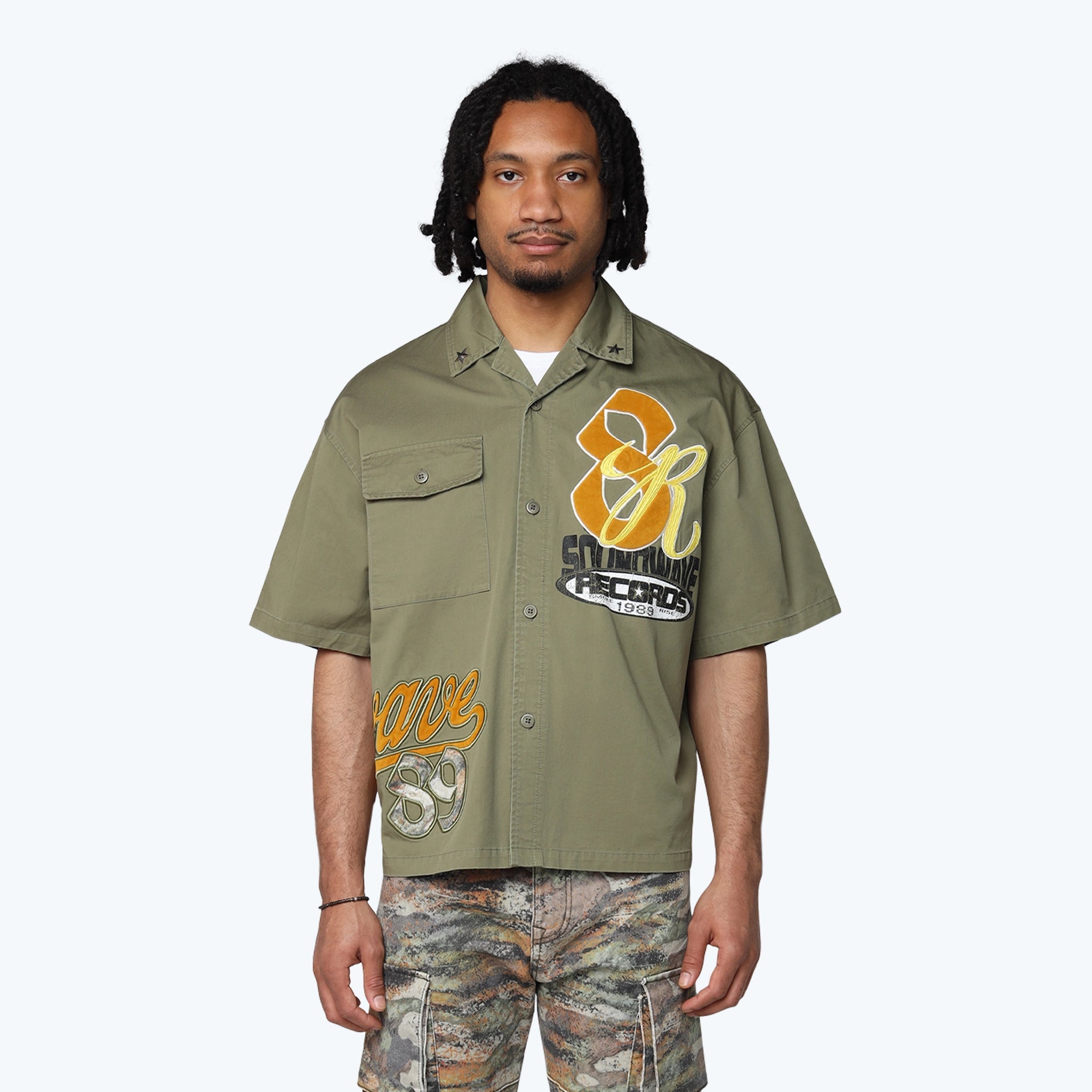 Men's Smoke Rise Oversized Wilds Woven Shirt Loden Green