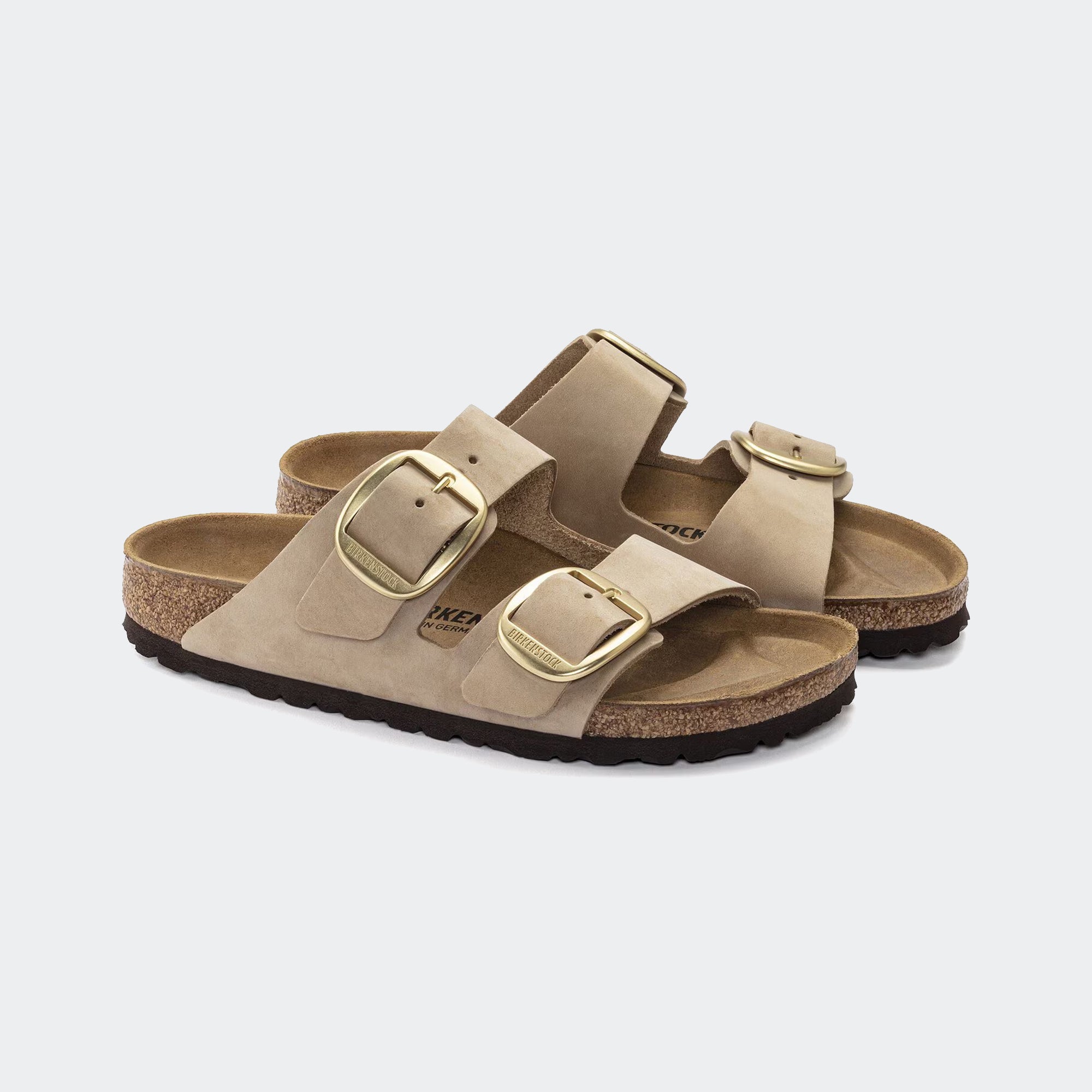 Women's BIRKENSTOCK Arizona Big Buckle Nubuck Leather Sandcastle