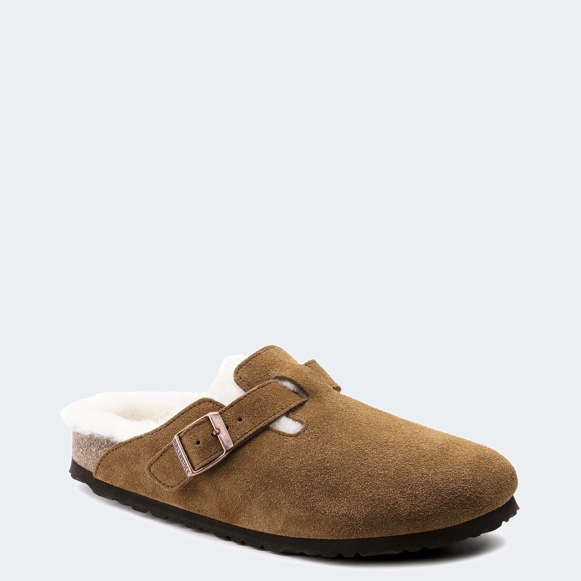 Women's BIRKENSTOCK Boston Shearling Suede Leather Mink