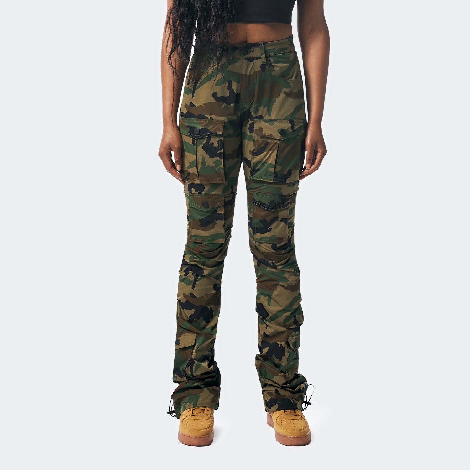 Women's Smoke Rise Red High Rise Stacked Utility Pants Wood Camo