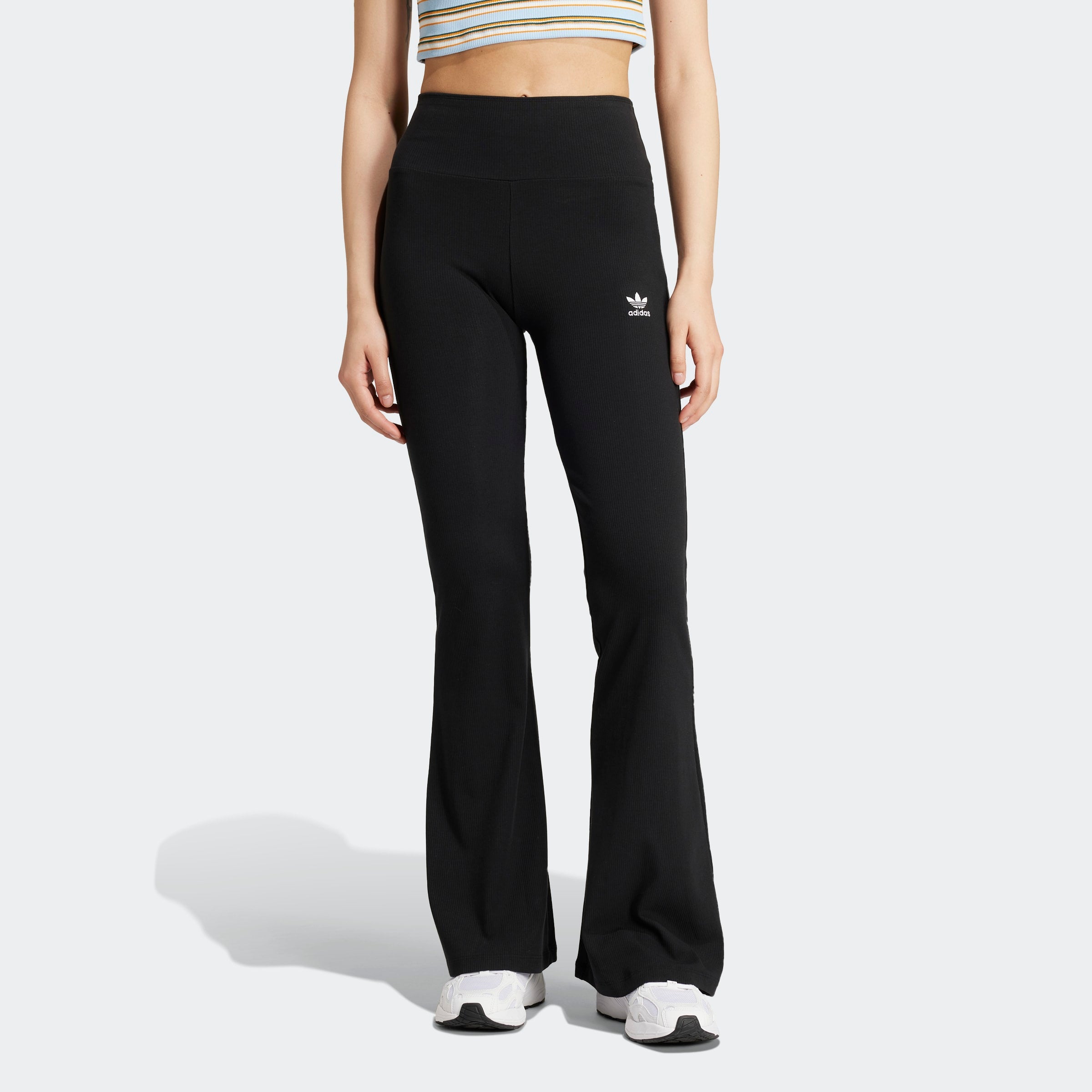 Women's adidas Originals Essentials Rib Flared Leggings Black