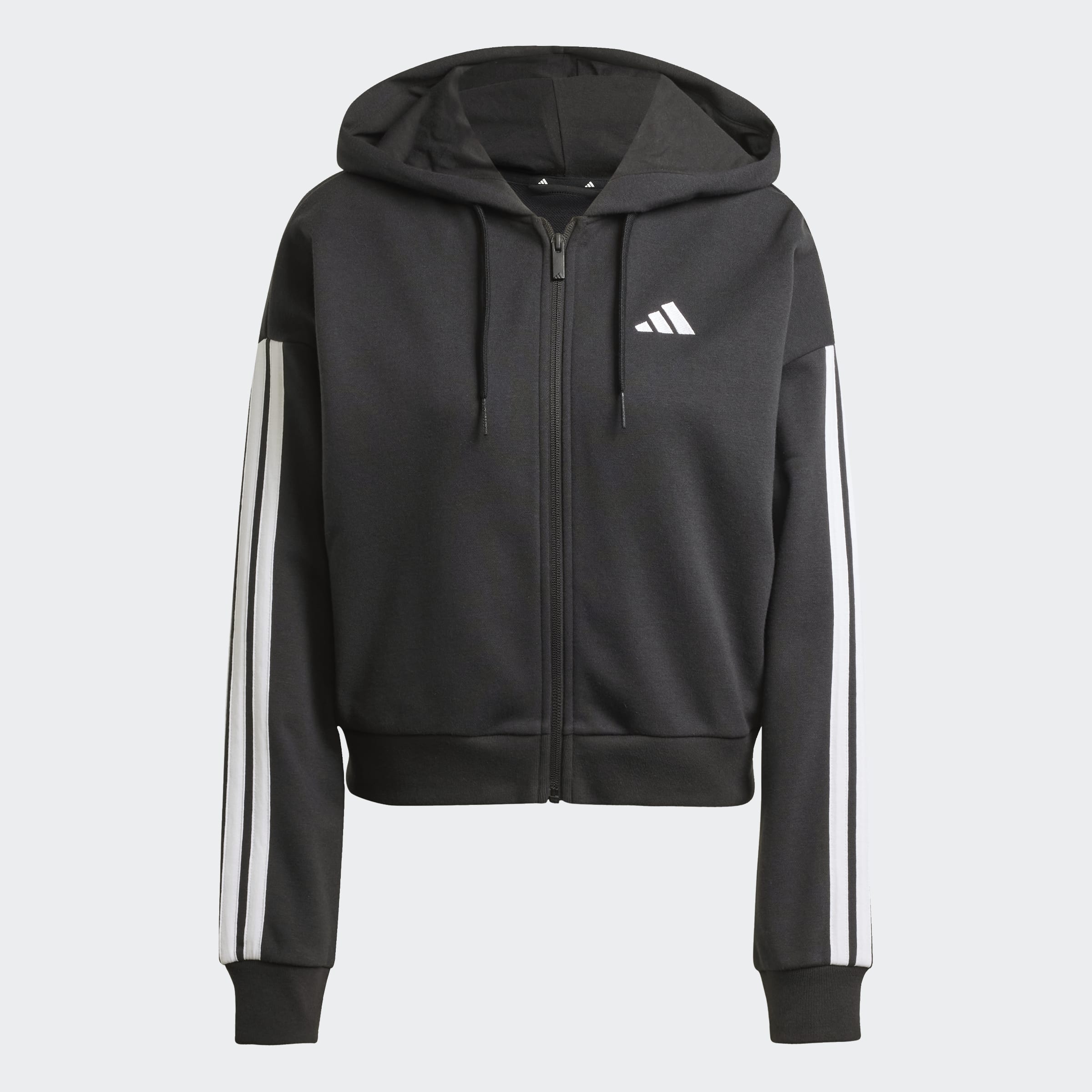 Women's adidas Sportswear Essentials 3-Stripes French Terry Full-Zip Hoodie Black