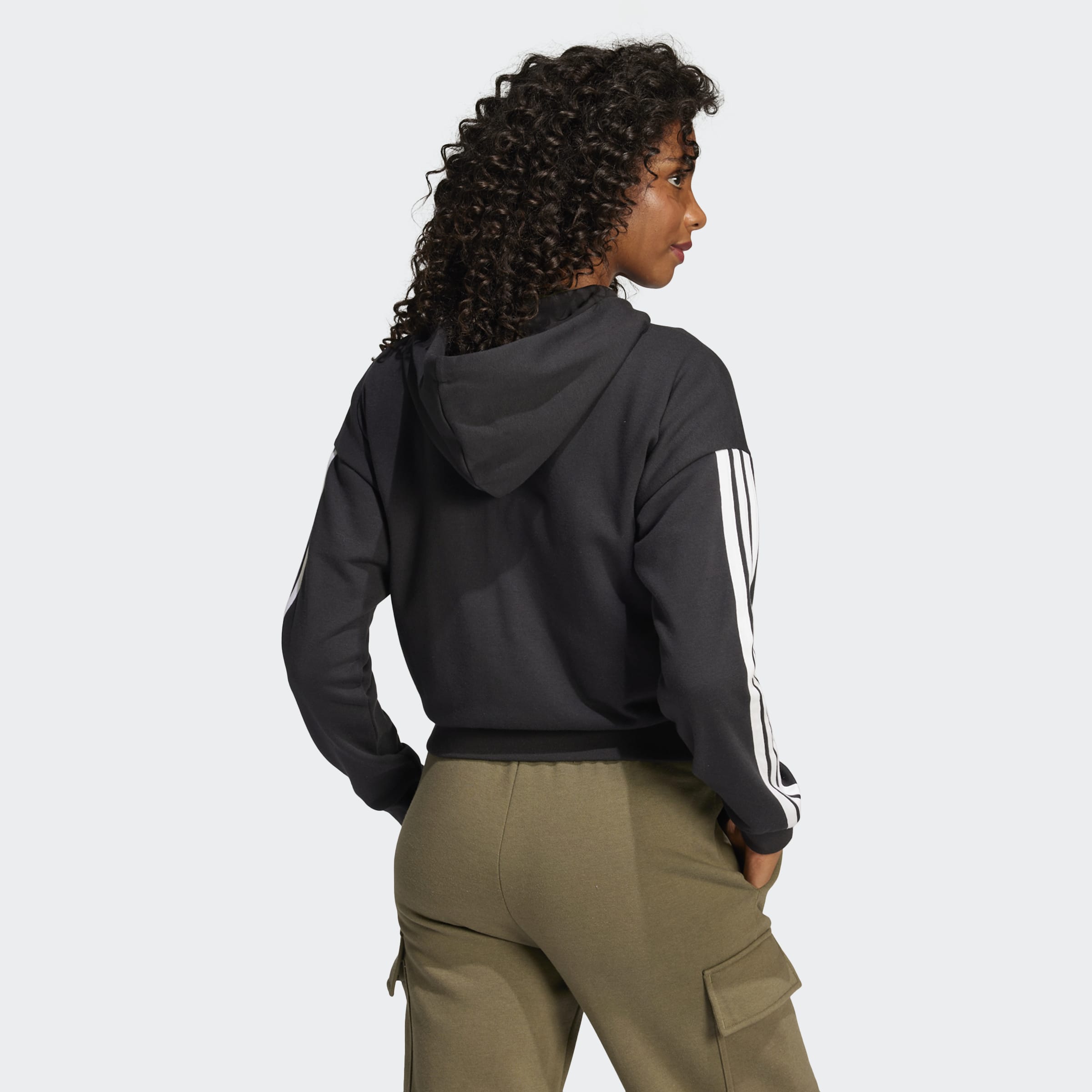 Women's adidas Sportswear Essentials 3-Stripes French Terry Full-Zip Hoodie Black