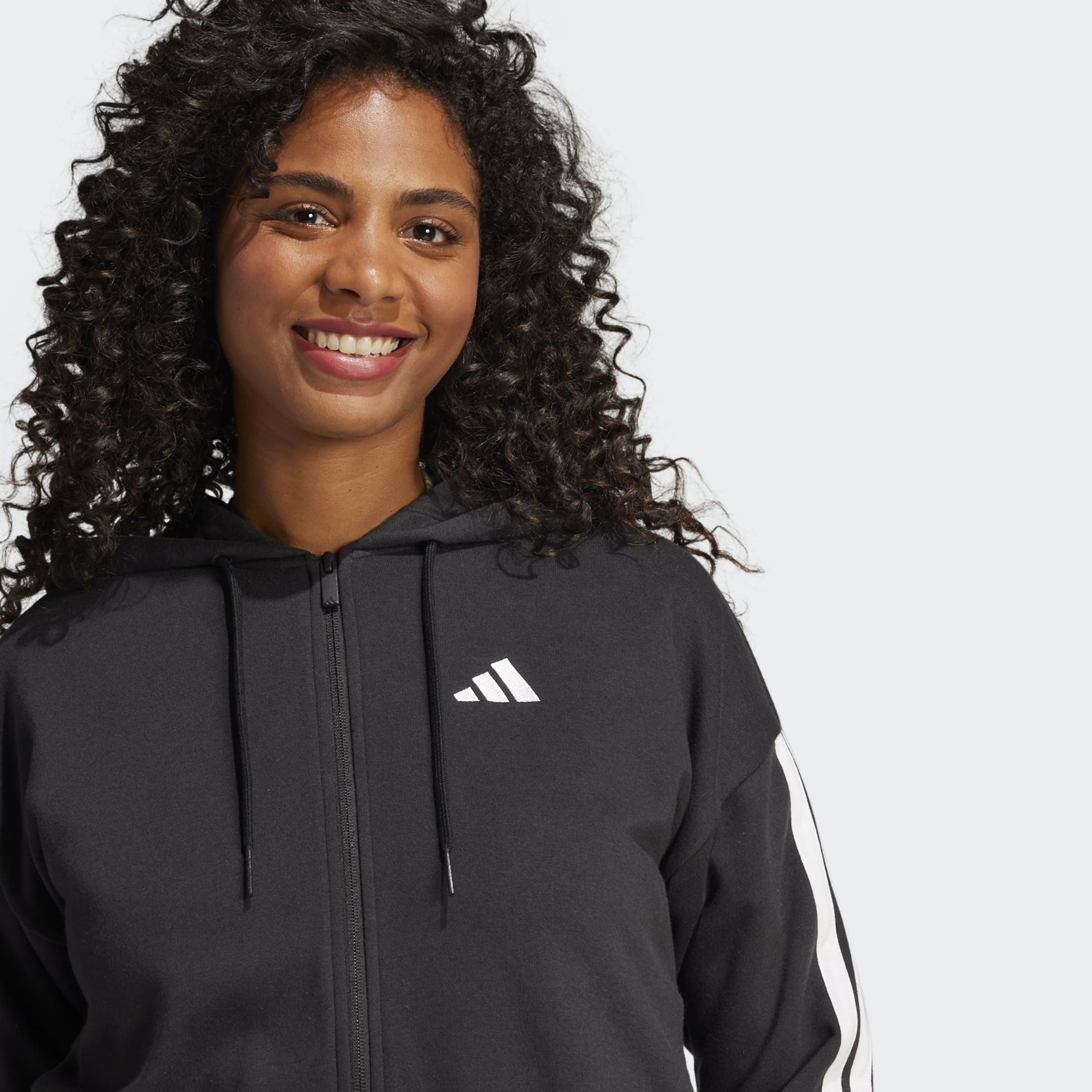 Women's adidas Sportswear Essentials 3-Stripes French Terry Full-Zip Hoodie Black