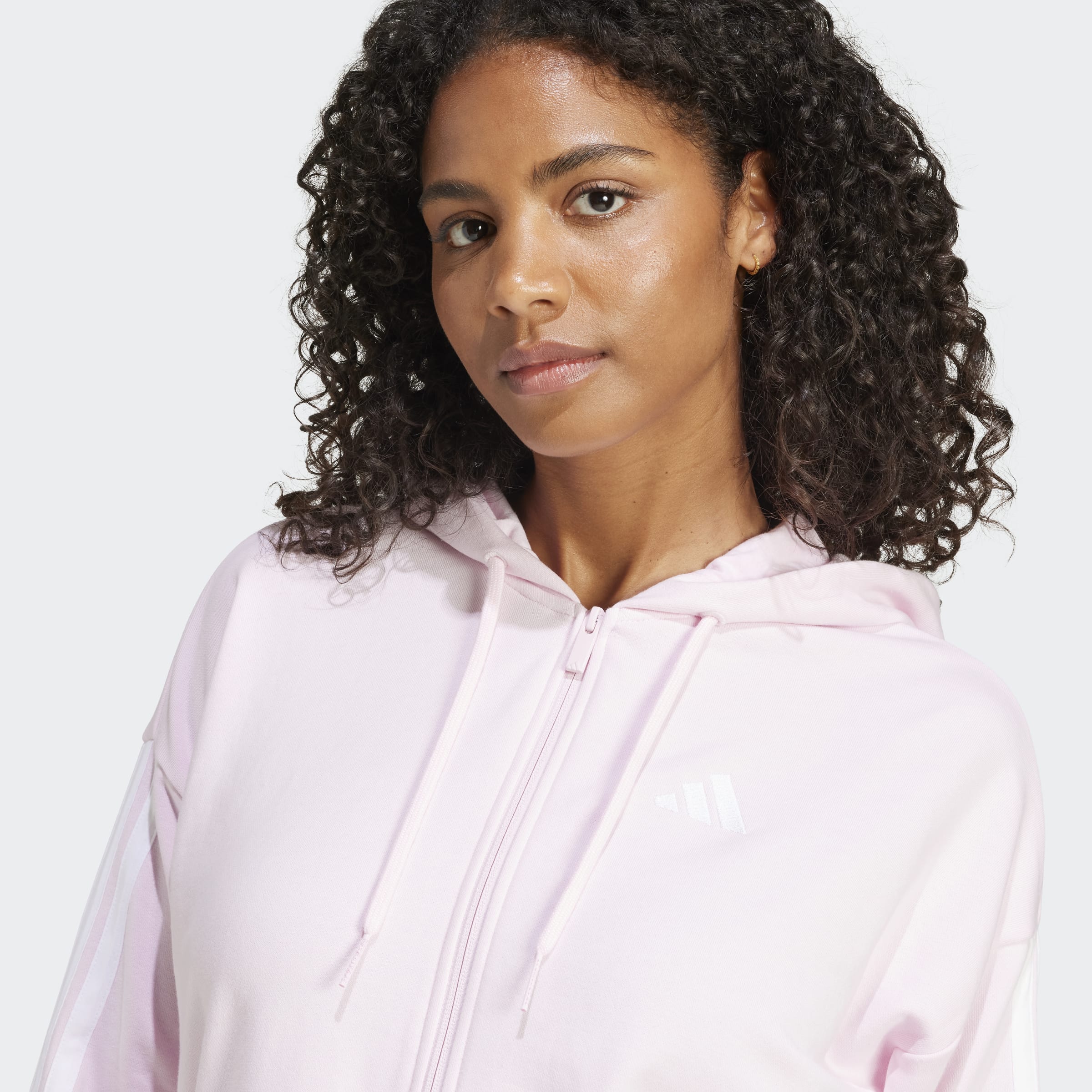 Women's adidas Sportswear Essentials 3-Stripes French Terry Full-Zip Hoodie Clear Pink