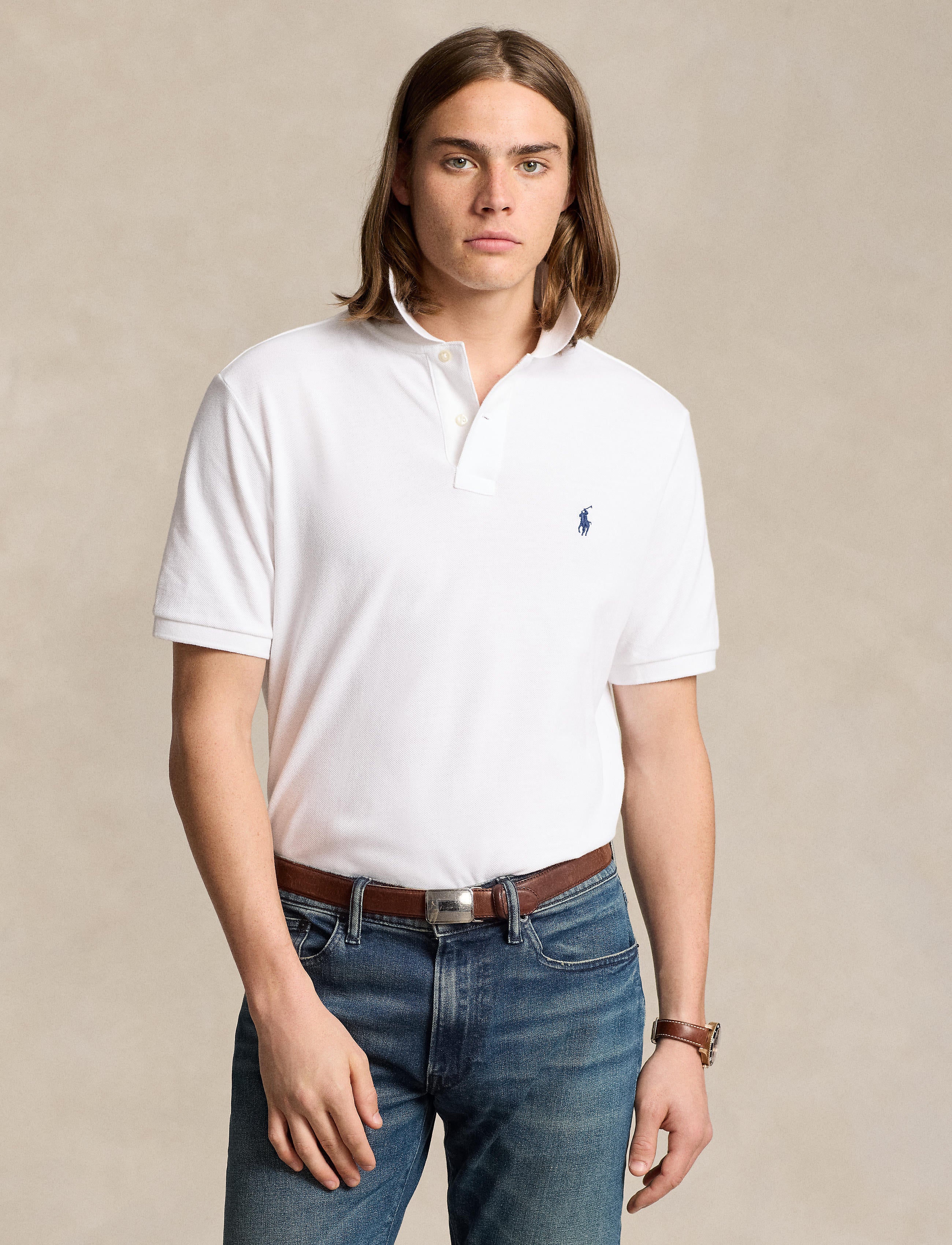 Men's Polo Ralph Lauren Iconic Mesh Polo Shirt White