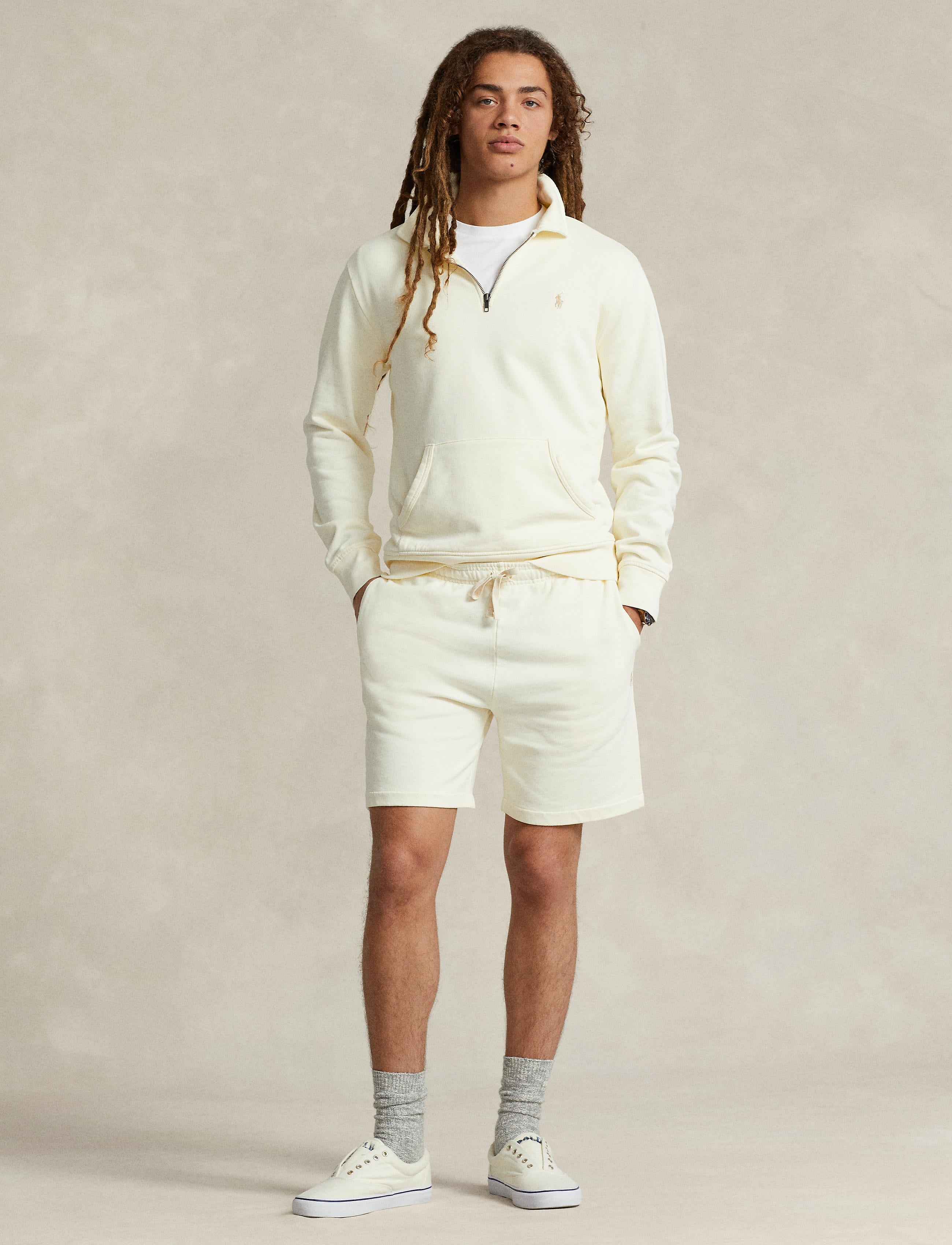 Men's Polo Ralph Lauren 6.5-Inch Loopback Fleece Short Clubhouse Cream