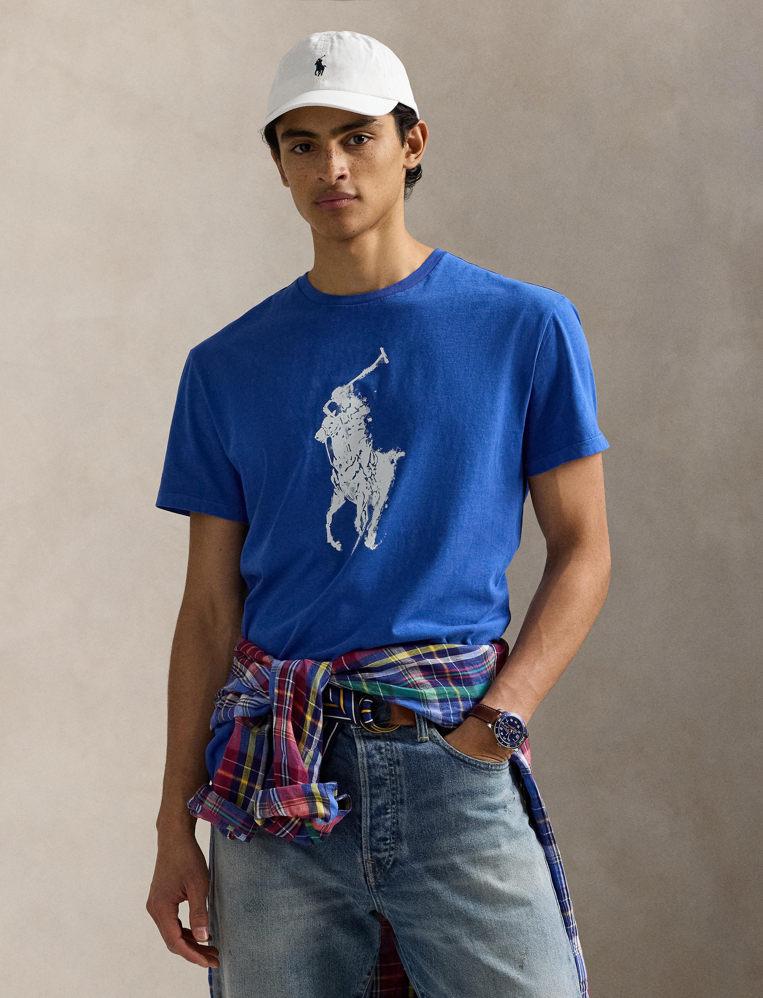 Men's Polo Ralph Lauren Classic Fit Big Pony Jersey T-Shirt New Iris Blue