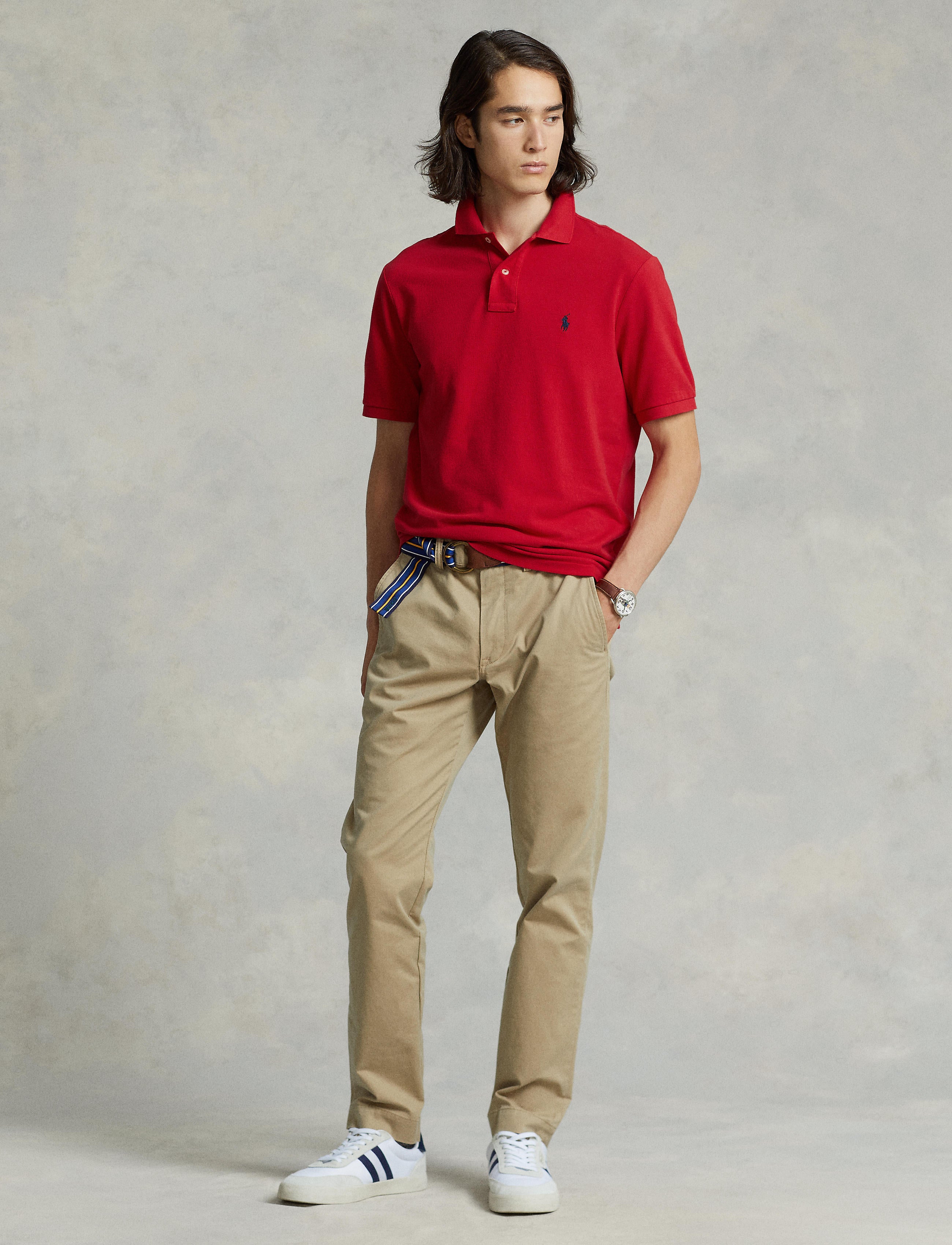 Men's Polo Ralph Lauren Iconic Mesh Polo Shirt Red / Navy