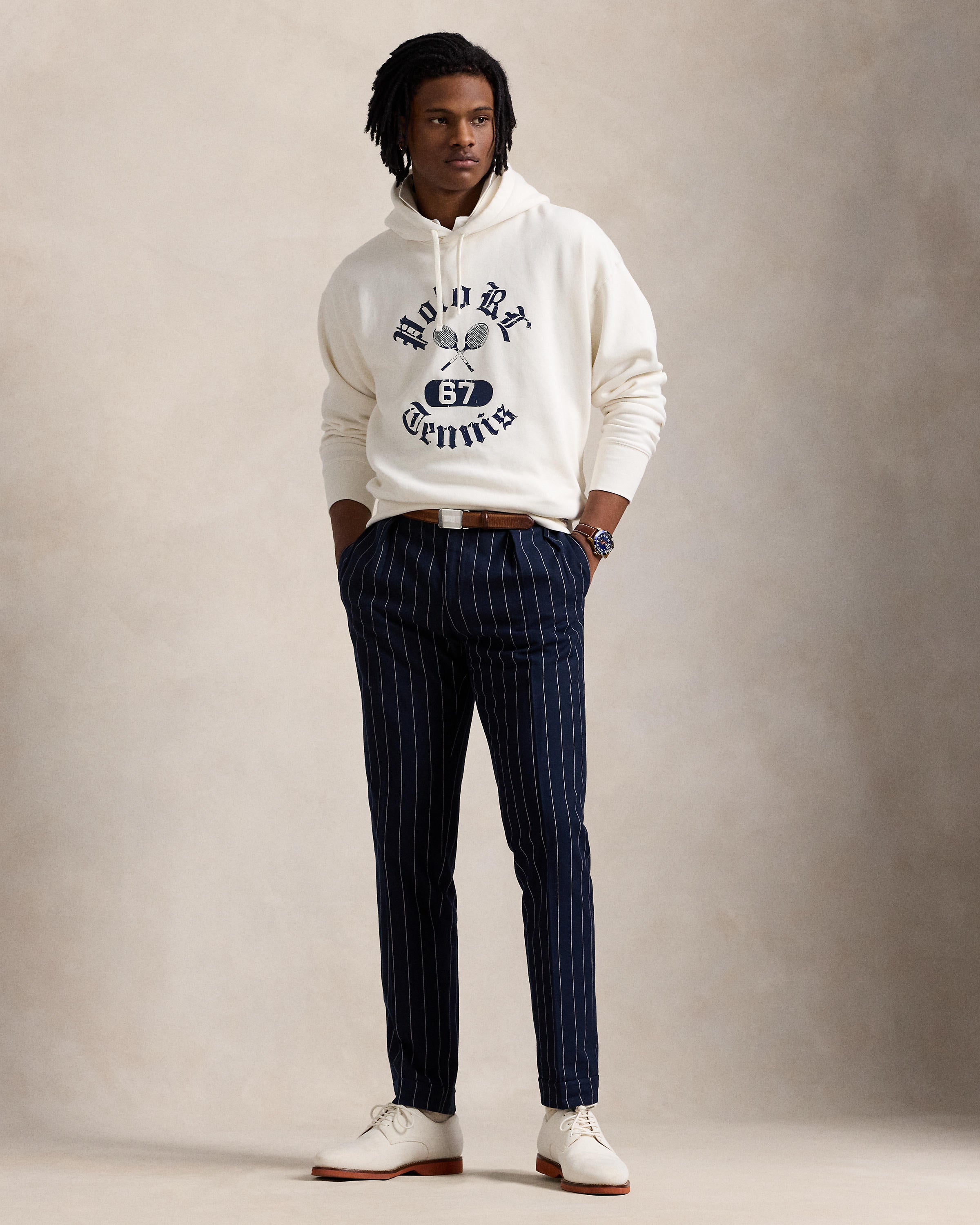 Men's Polo Ralph Lauren Vintage Fit Tennis Hoodie White