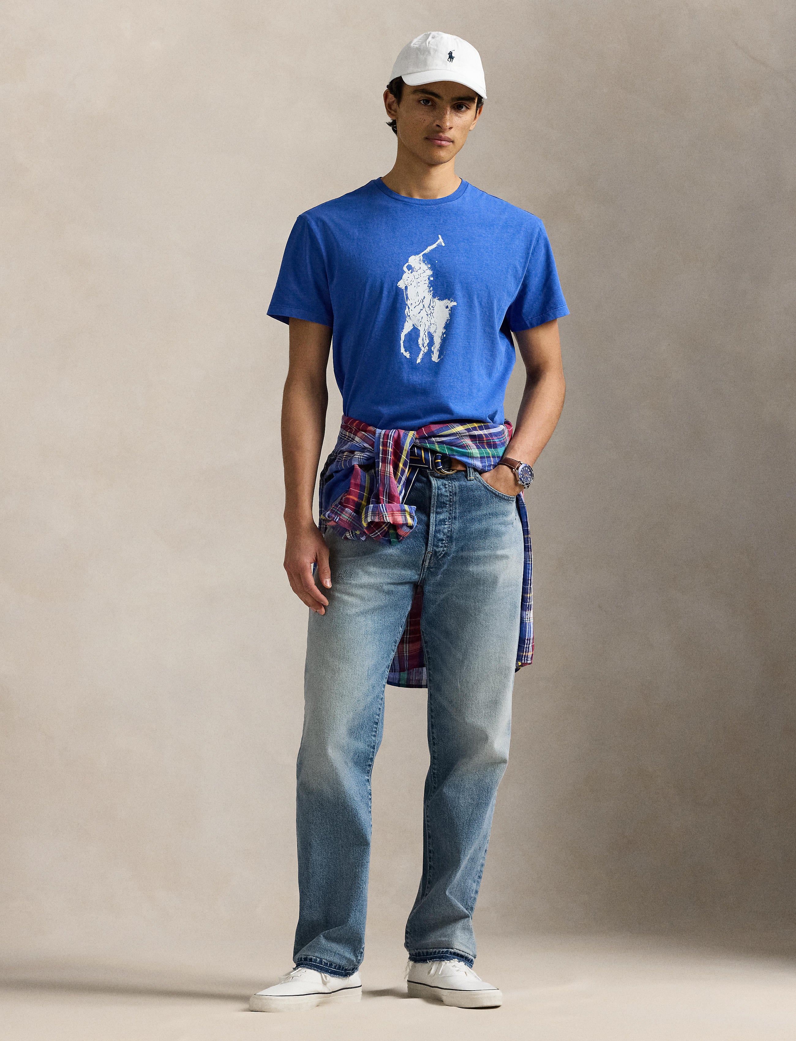 Men's Polo Ralph Lauren Classic Fit Big Pony Jersey T-Shirt New Iris Blue