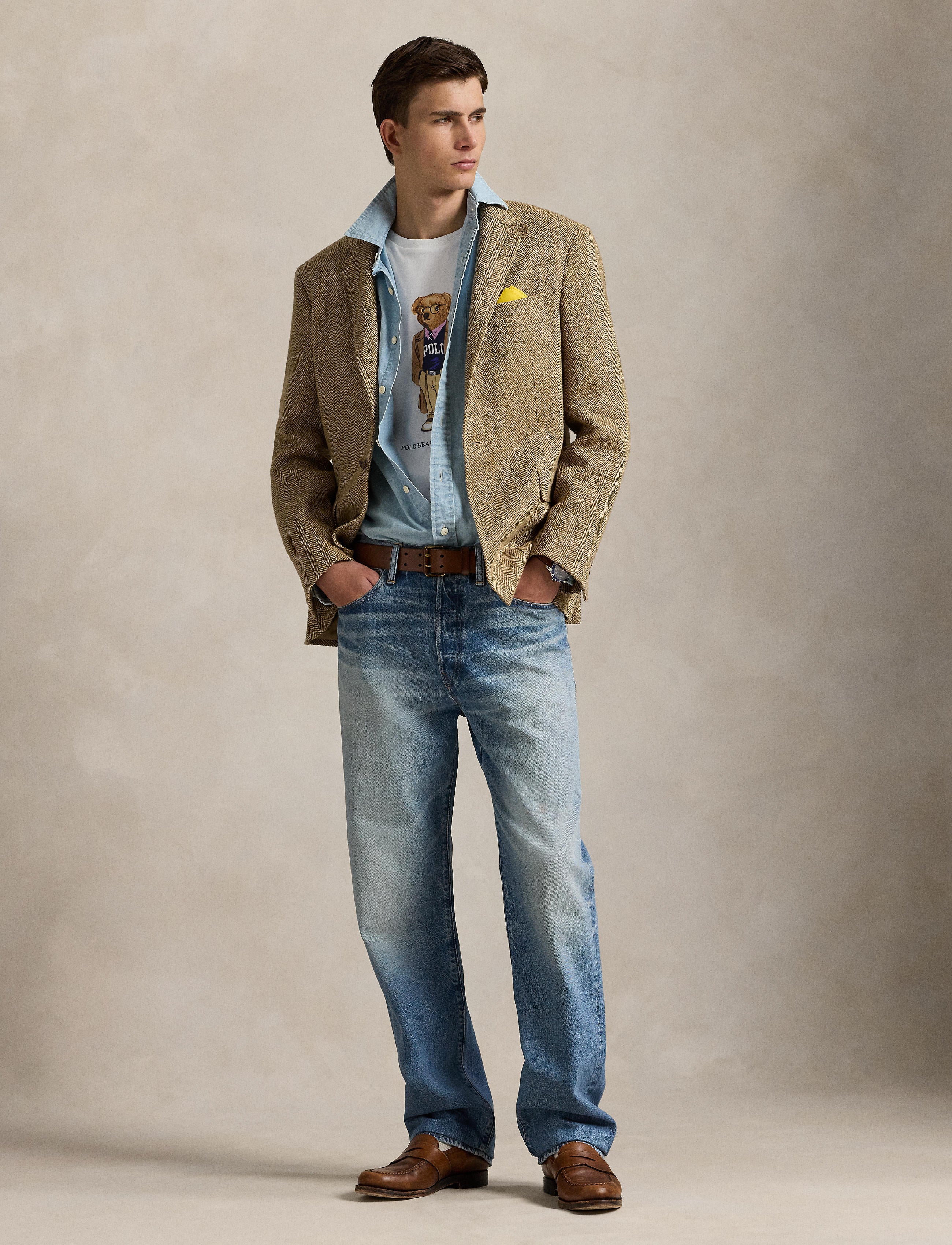 Men's Polo Ralph Lauren Classic Fit Polo Bear Jersey T-Shirt White Heritage Bear