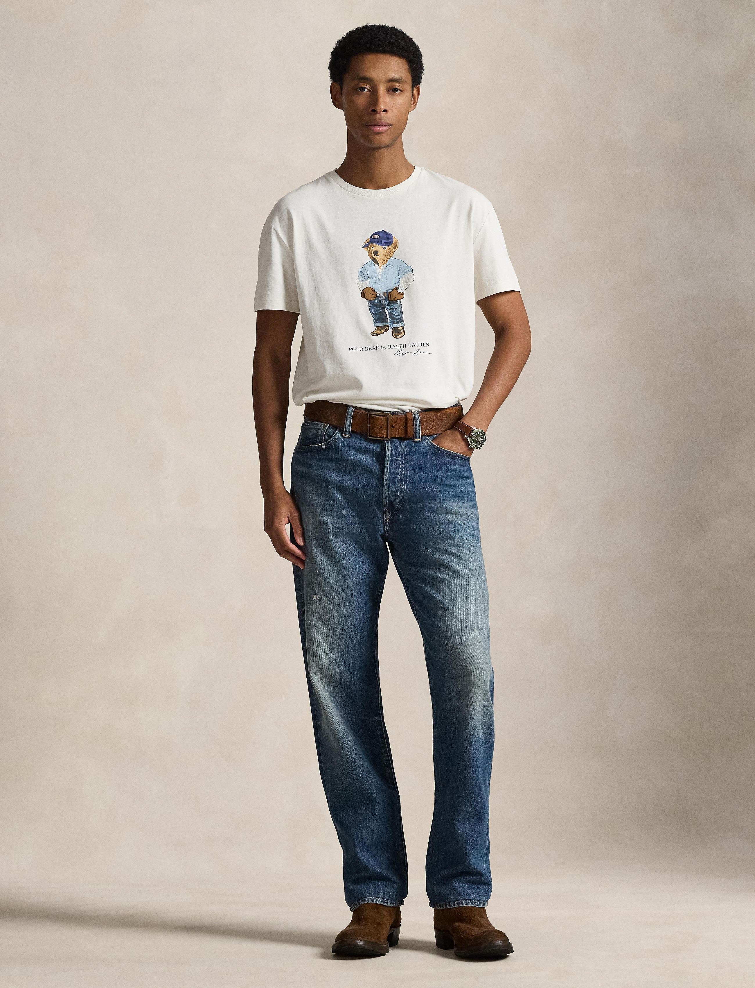Men's Polo Ralph Lauren Classic Fit Polo Bear Jersey T-Shirt Nevis Denim Bear