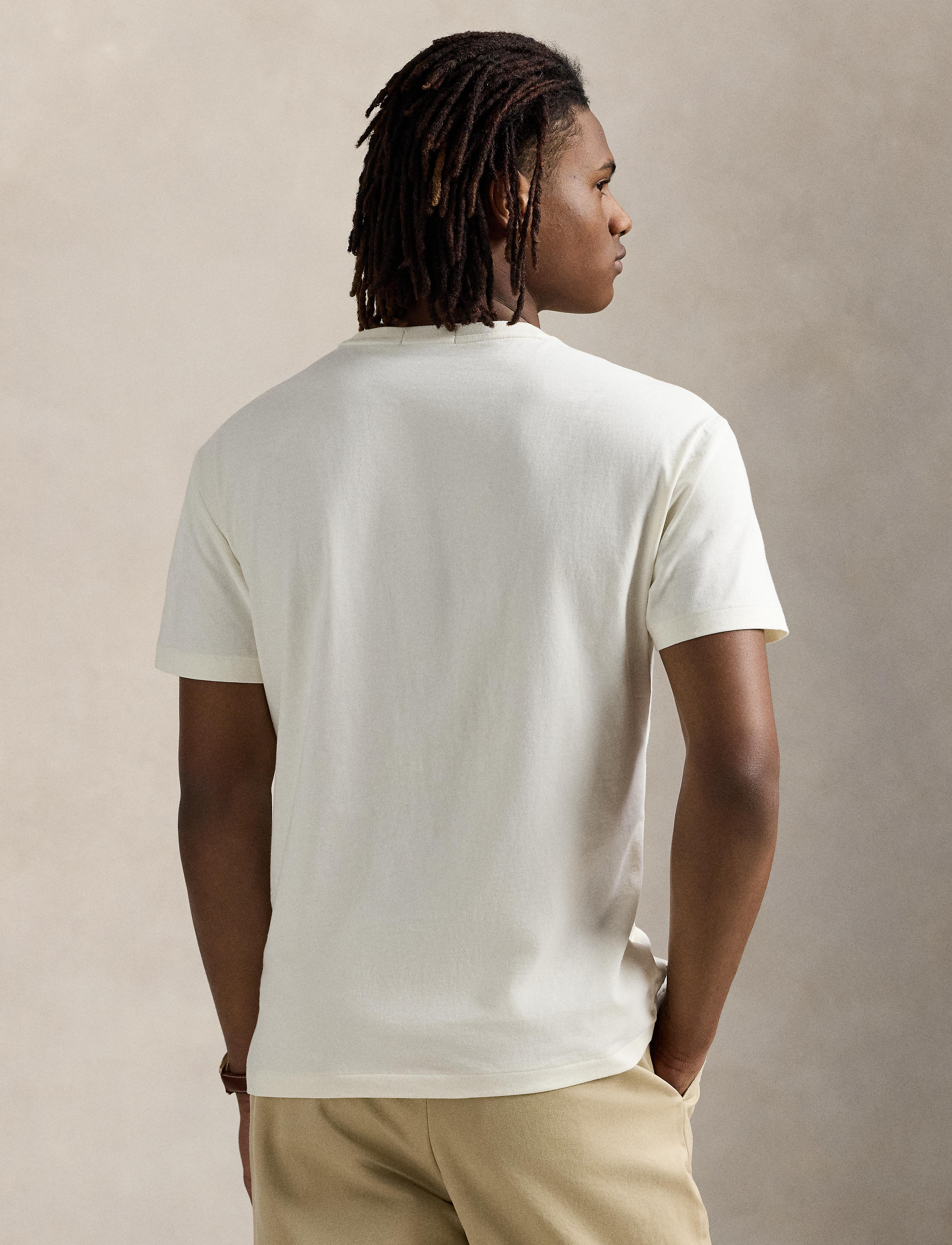 Unisex Polo Ralph Lauren Classic Fit Logo Jersey T-Shirt Pale Cream