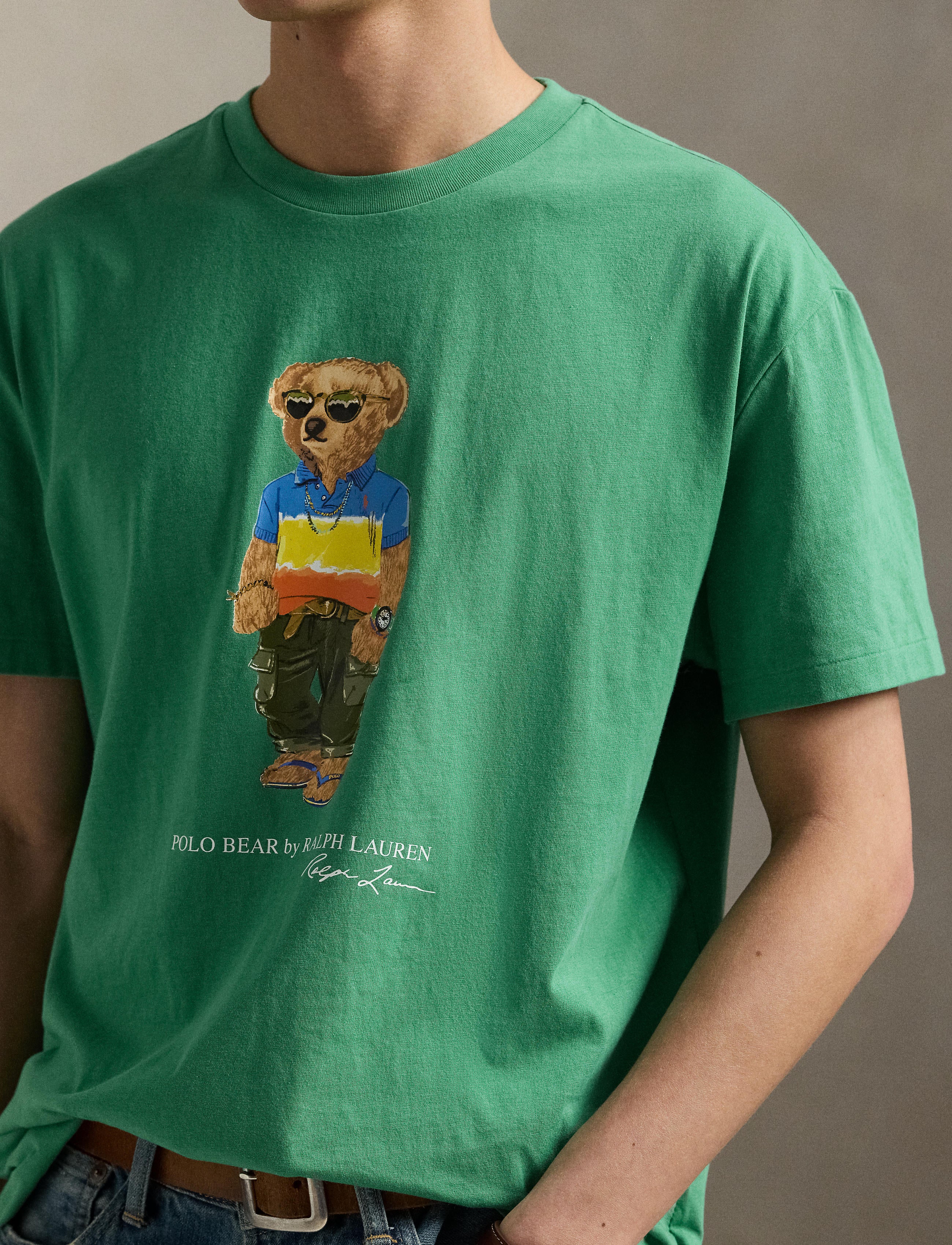 Men's Polo Ralph Lauren Classic Fit Polo Bear Jersey T-Shirt Raft Green