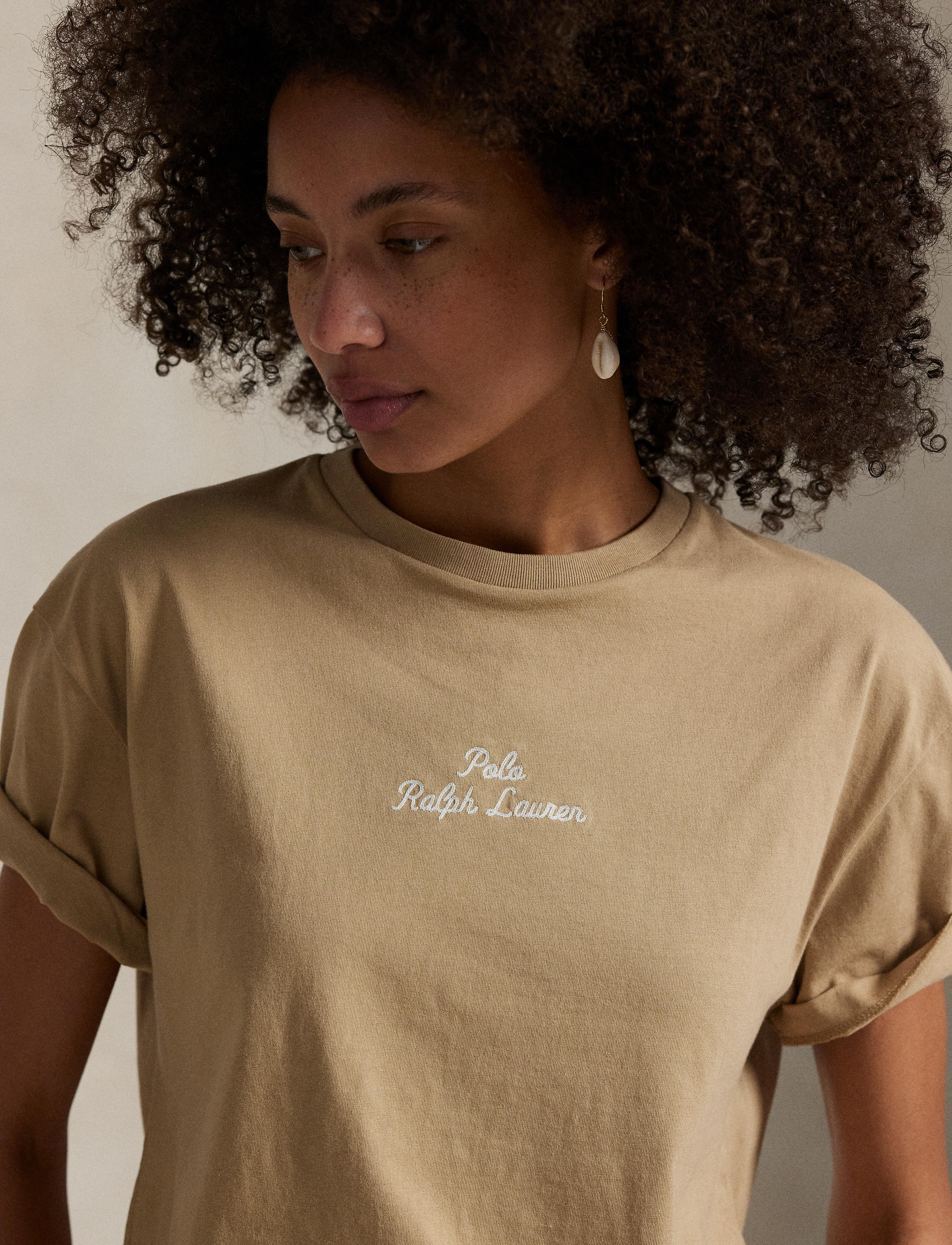 Unisex Polo Ralph Lauren Classic Fit Logo Jersey T-Shirt Vintage Khaki