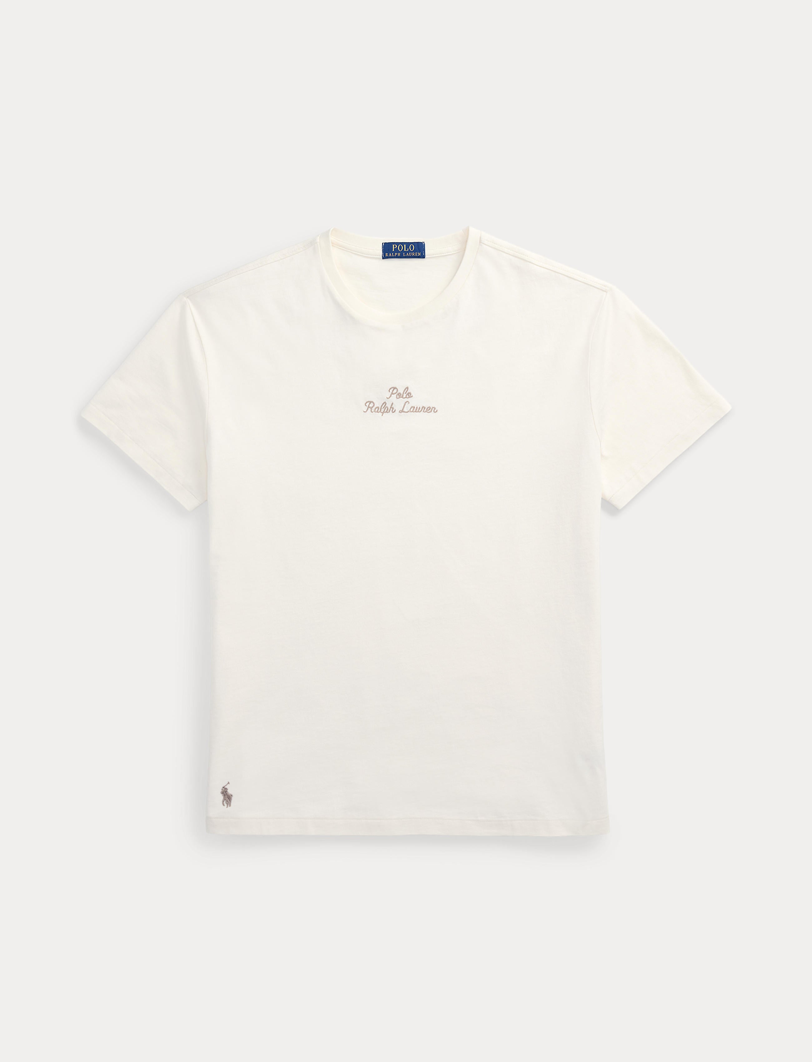 Unisex Polo Ralph Lauren Classic Fit Logo Jersey T-Shirt Pale Cream