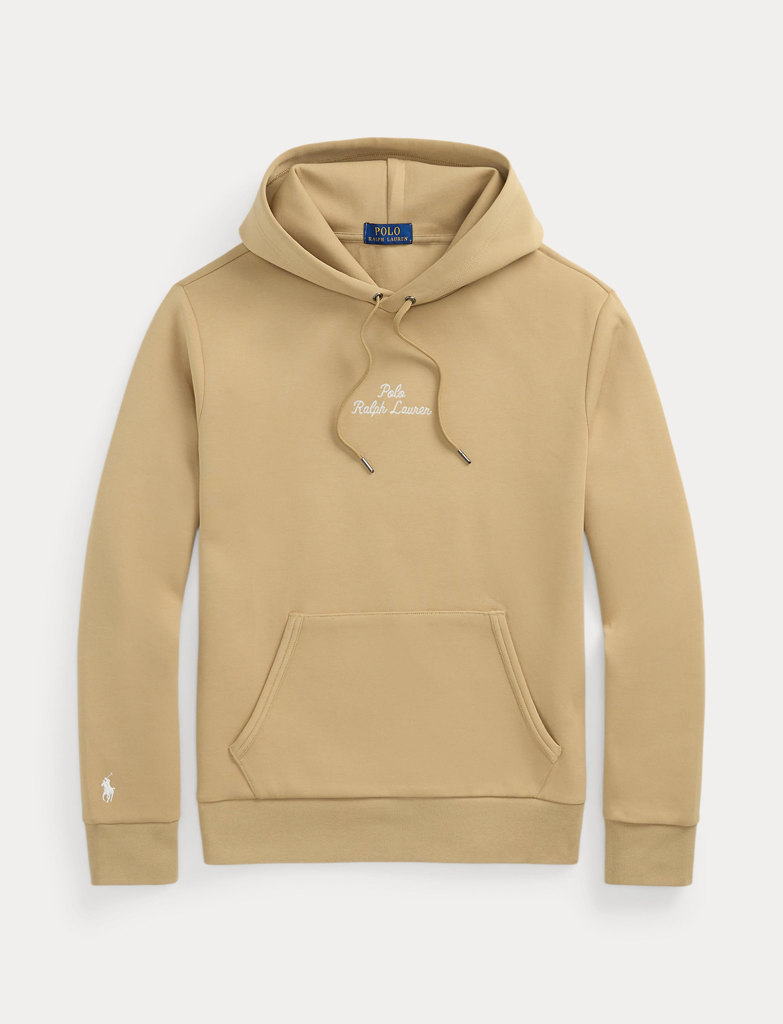 Men's Polo Ralph Lauren Logo Double-Knit Hoodie Vintage Khaki