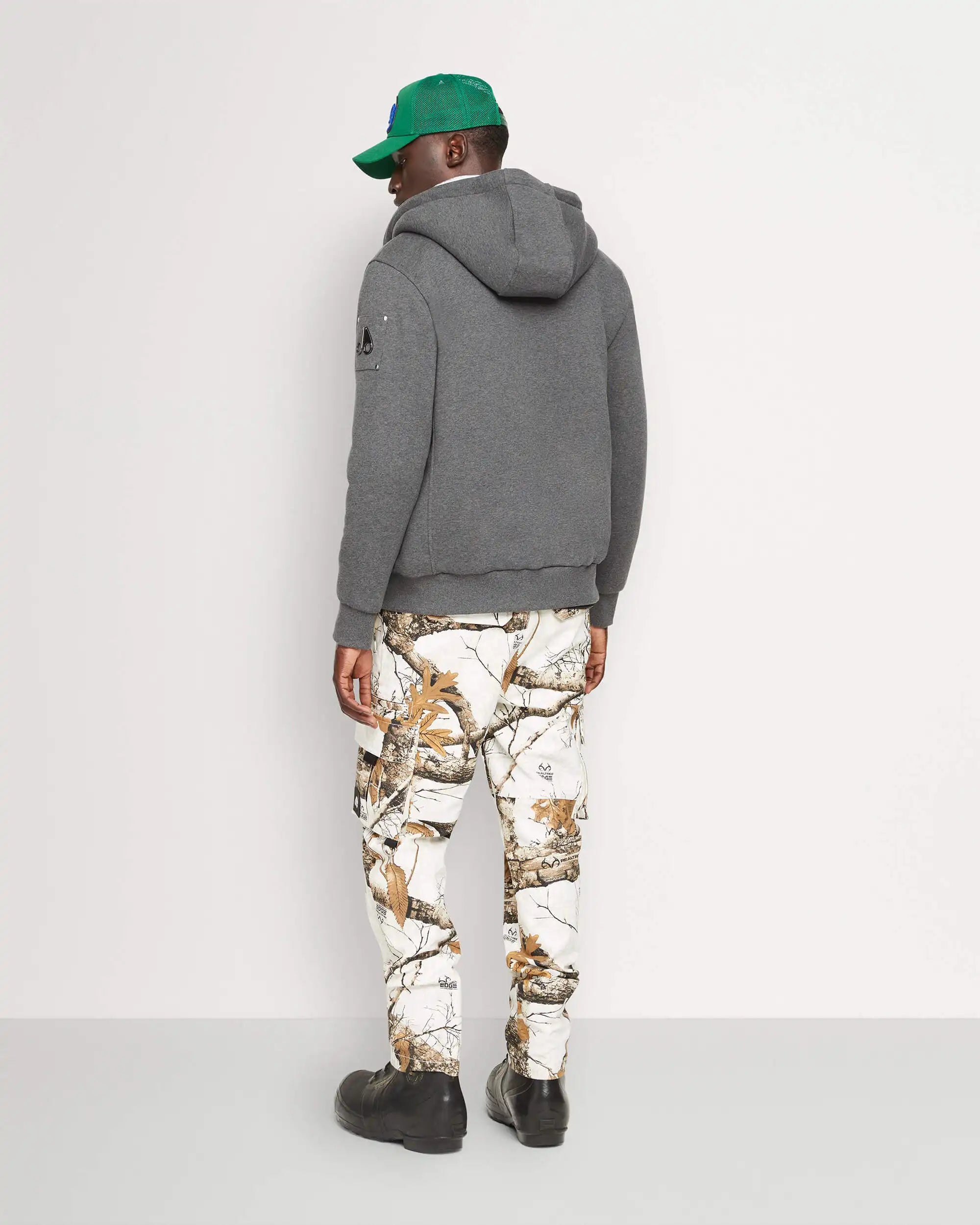 Unisex Moose Knuckles Classic Bunny Hoodie Charcoal White