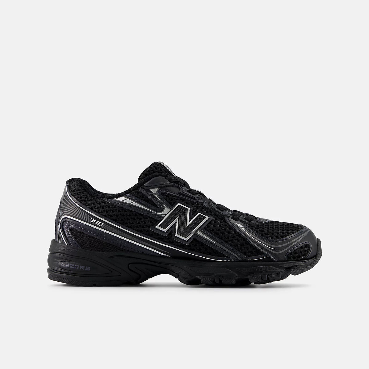 Little Kids New Balance 740 Bungee Lace Shoes Black with Silver Metallic