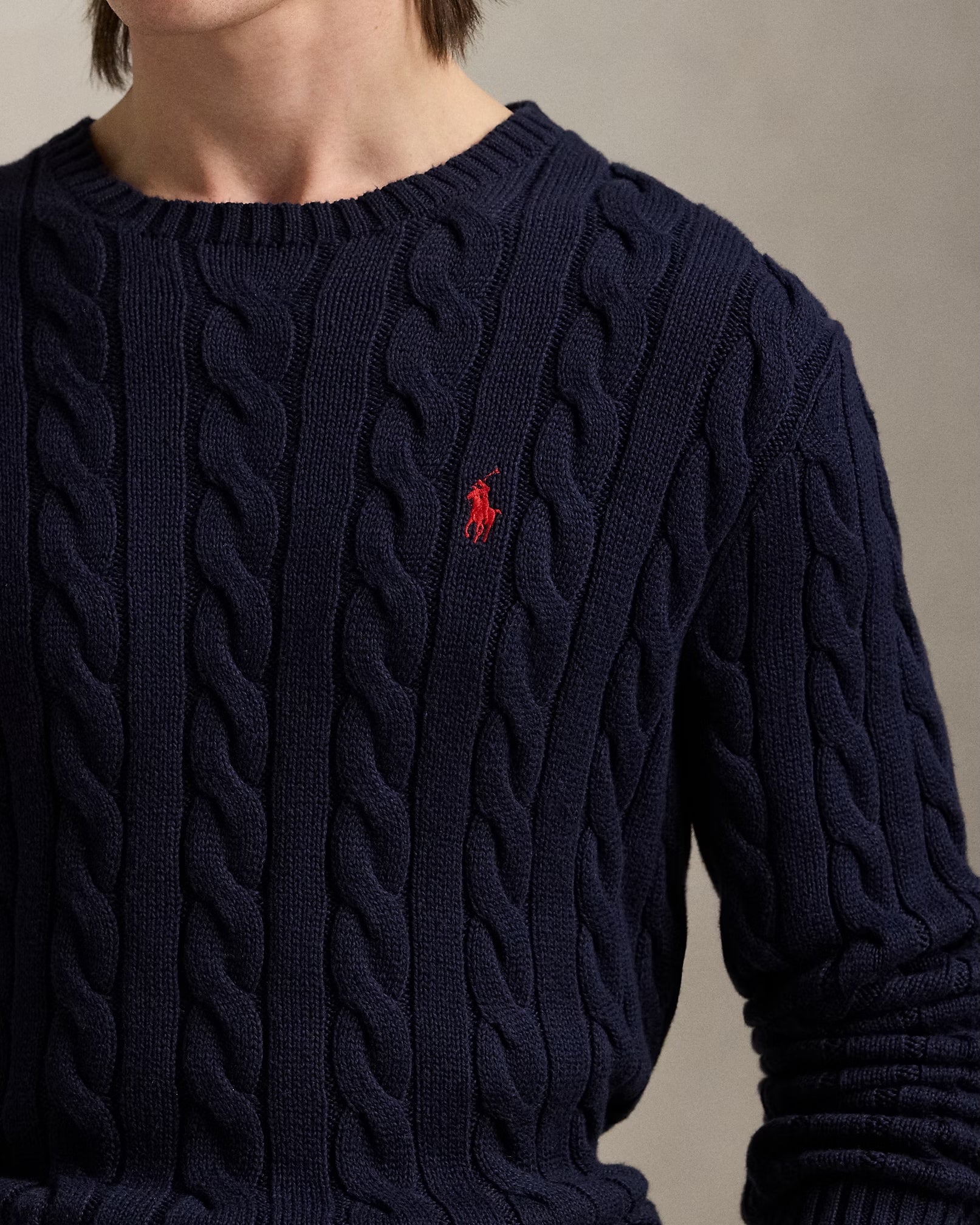 Men's Polo Ralph Lauren Cable-Knit Cotton Sweater Hunter Navy