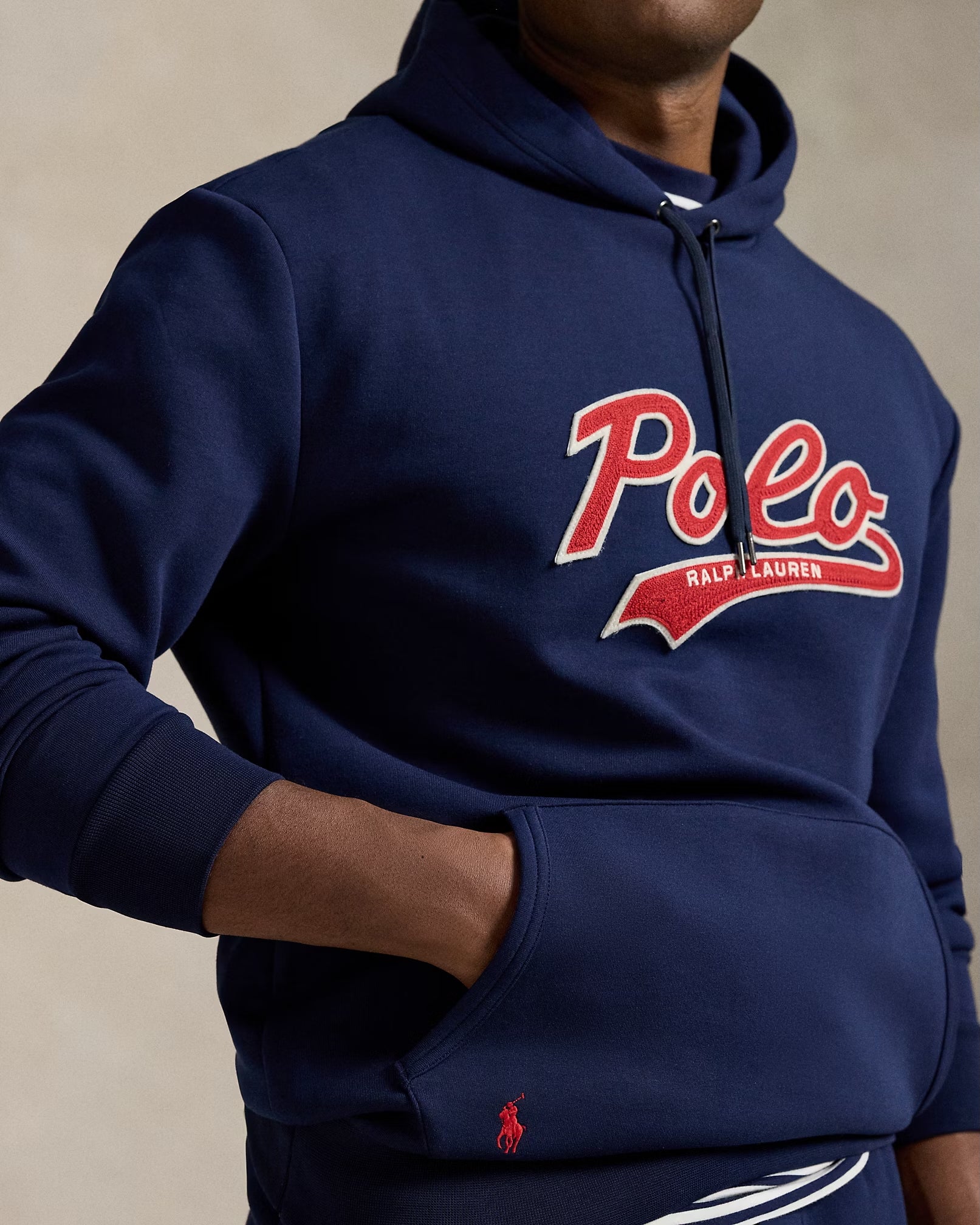 Men's Polo Ralph Lauren Logo Double-Knit Hoodie Cruise Navy