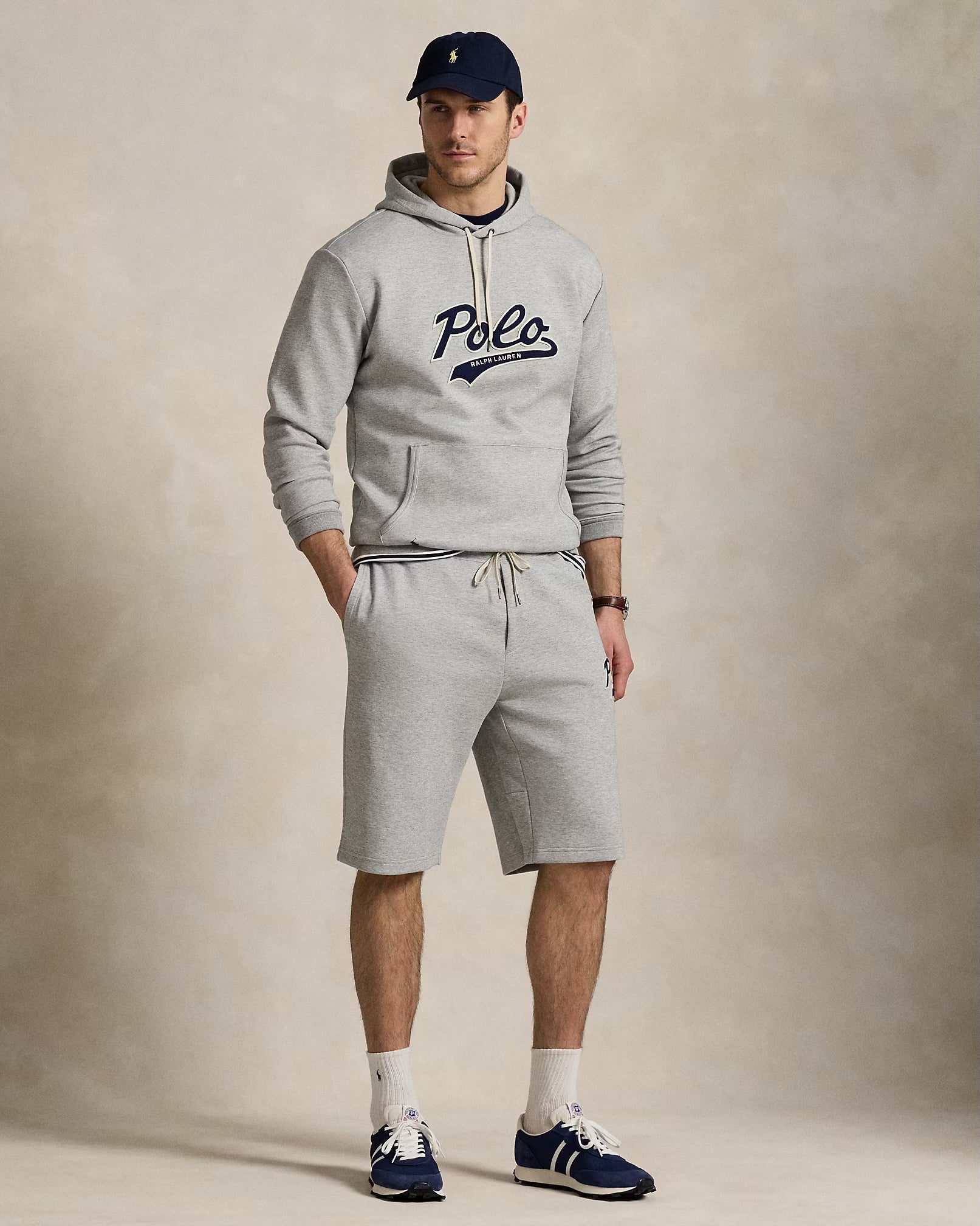 Men's Polo Ralph Lauren Logo Double-Knit Hoodie Andover Heather