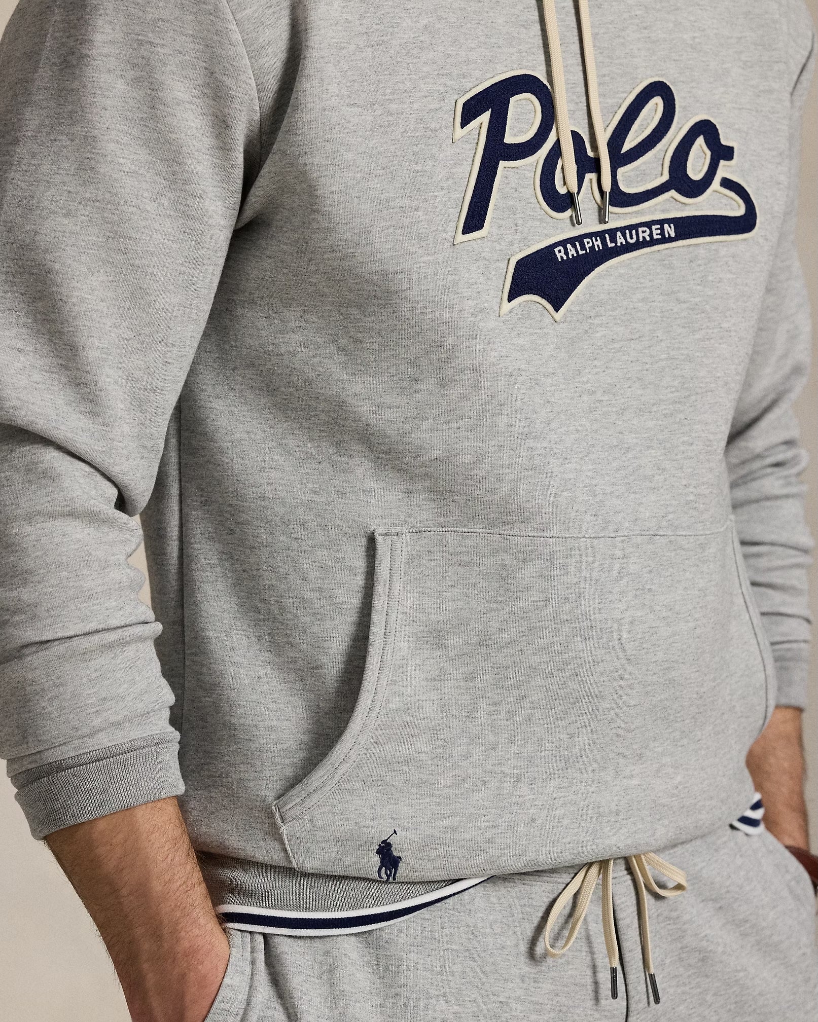 Men's Polo Ralph Lauren Logo Double-Knit Hoodie Andover Heather