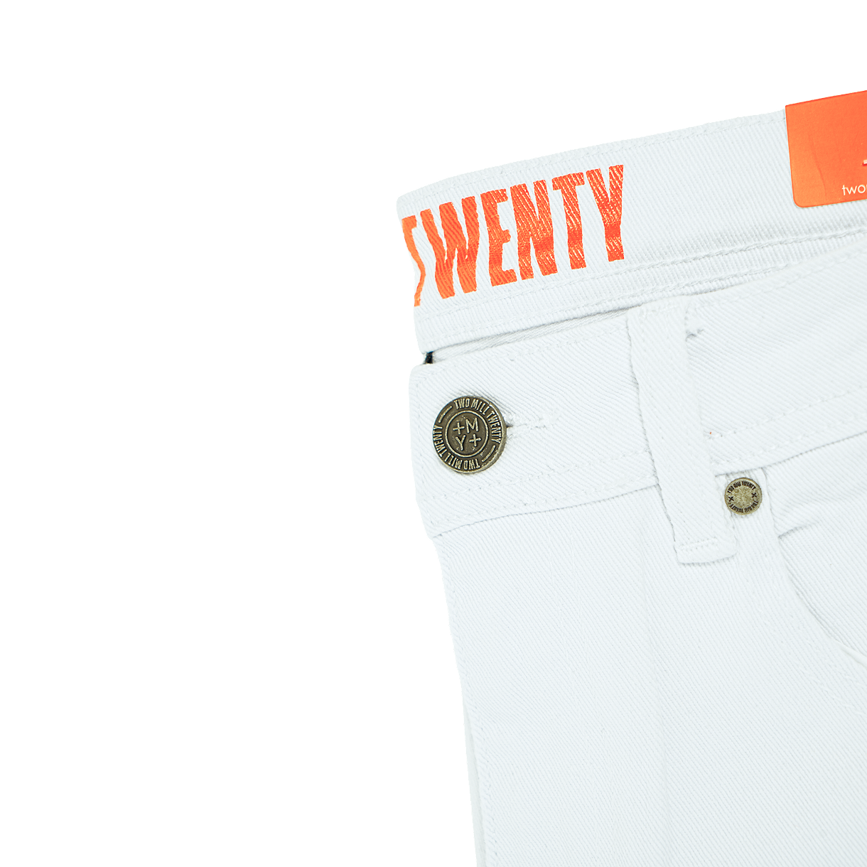 Men's TWO MILL TWENTY Flare Leg Rhinestone Jeans White