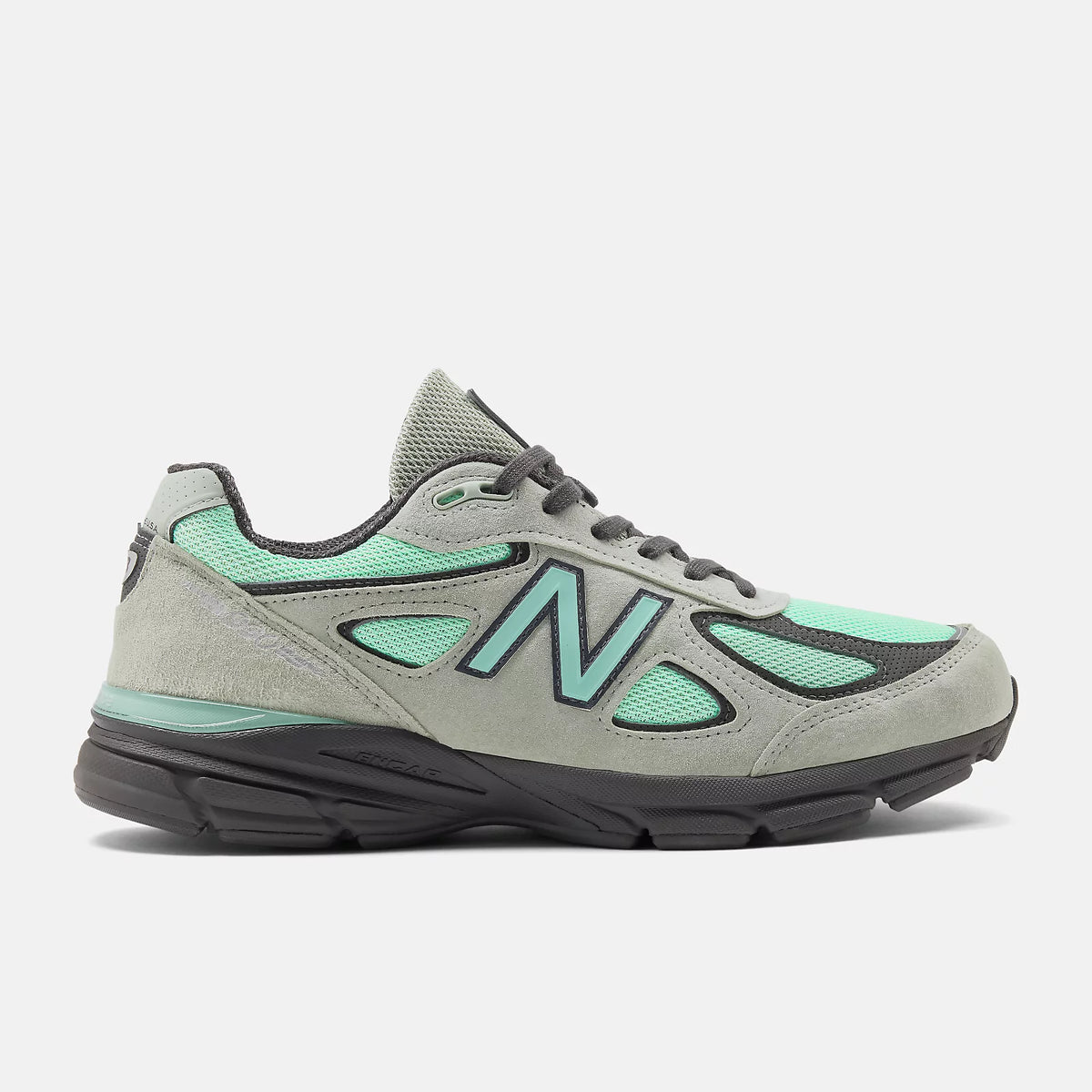 Men's New Balance Made in USA 990v4 Silver Moss With Bright Mint