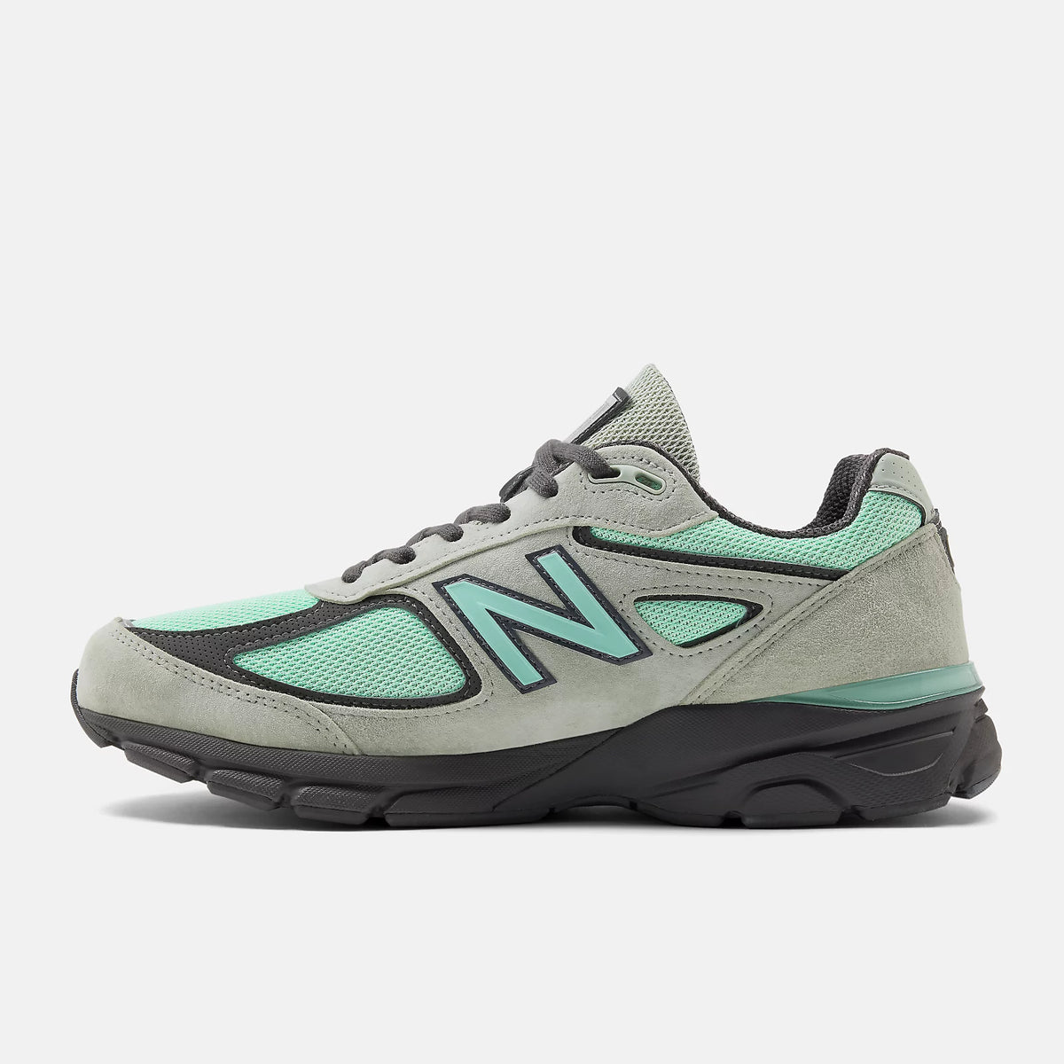 Men's New Balance Made in USA 990v4 Silver Moss With Bright Mint