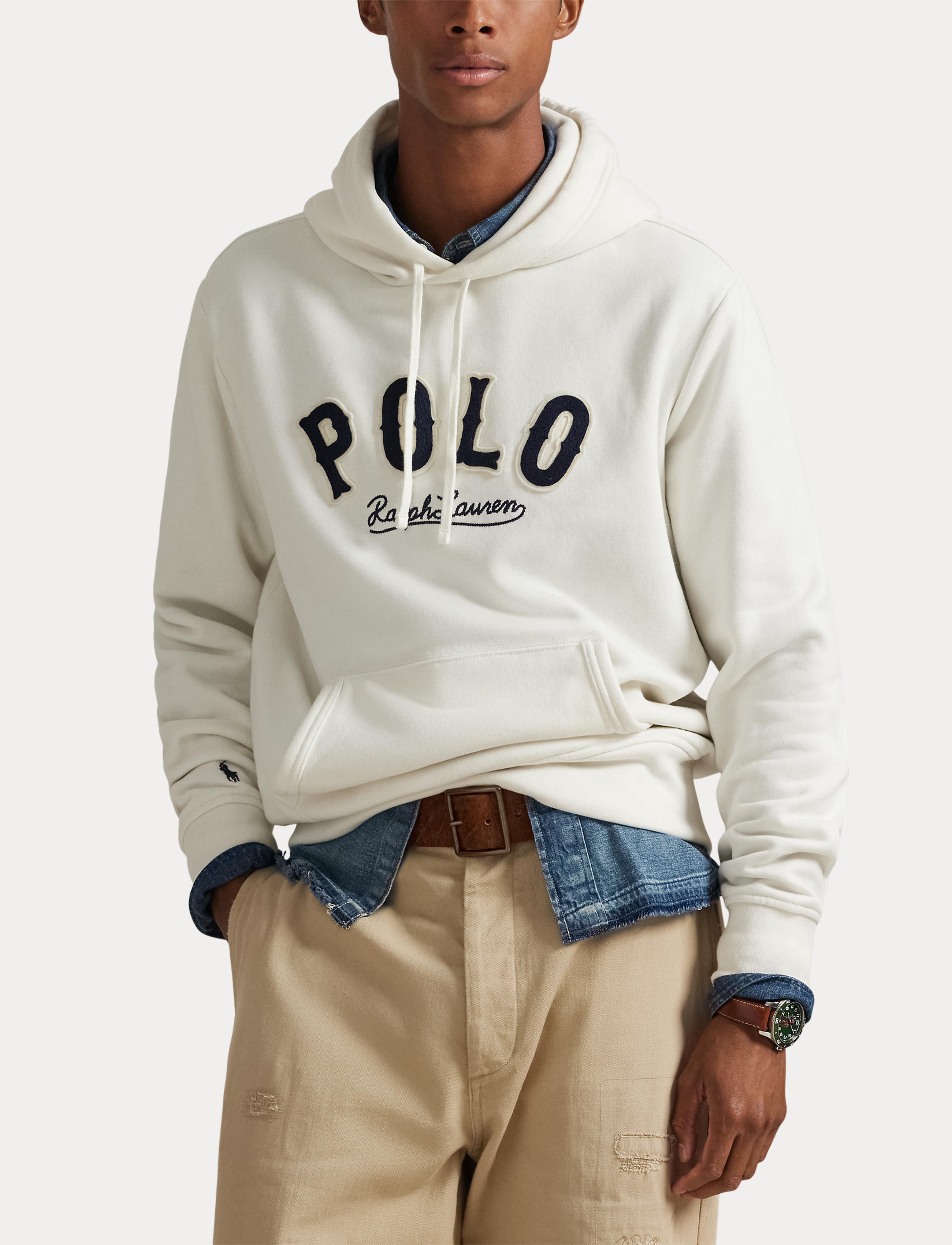 Men's Polo Ralph Lauren The RL Fleece Western-Logo Hoodie Deckwash White