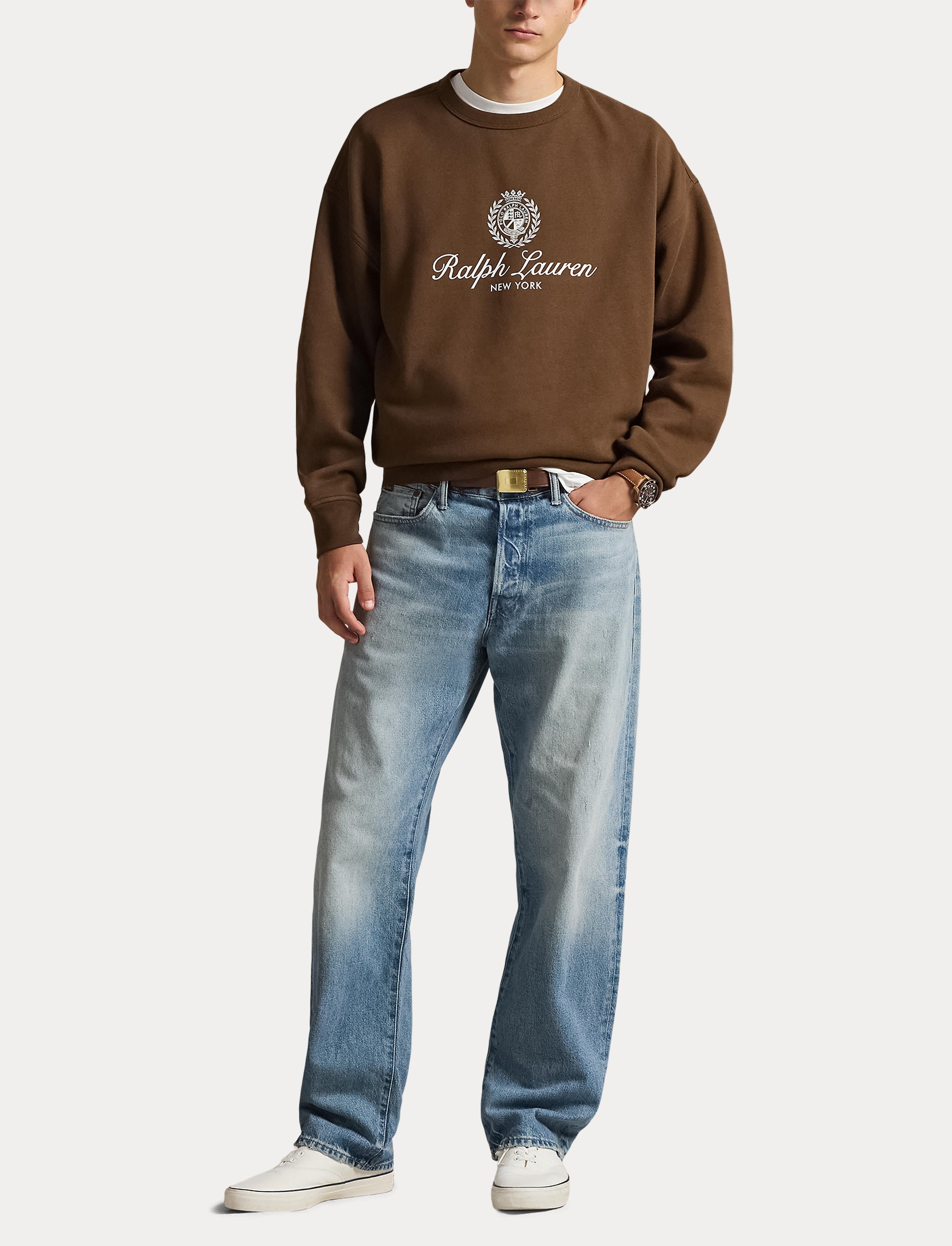 Men's Polo Ralph Lauren Relaxed Fit Fleece Graphic Sweatshirt Branch Brown