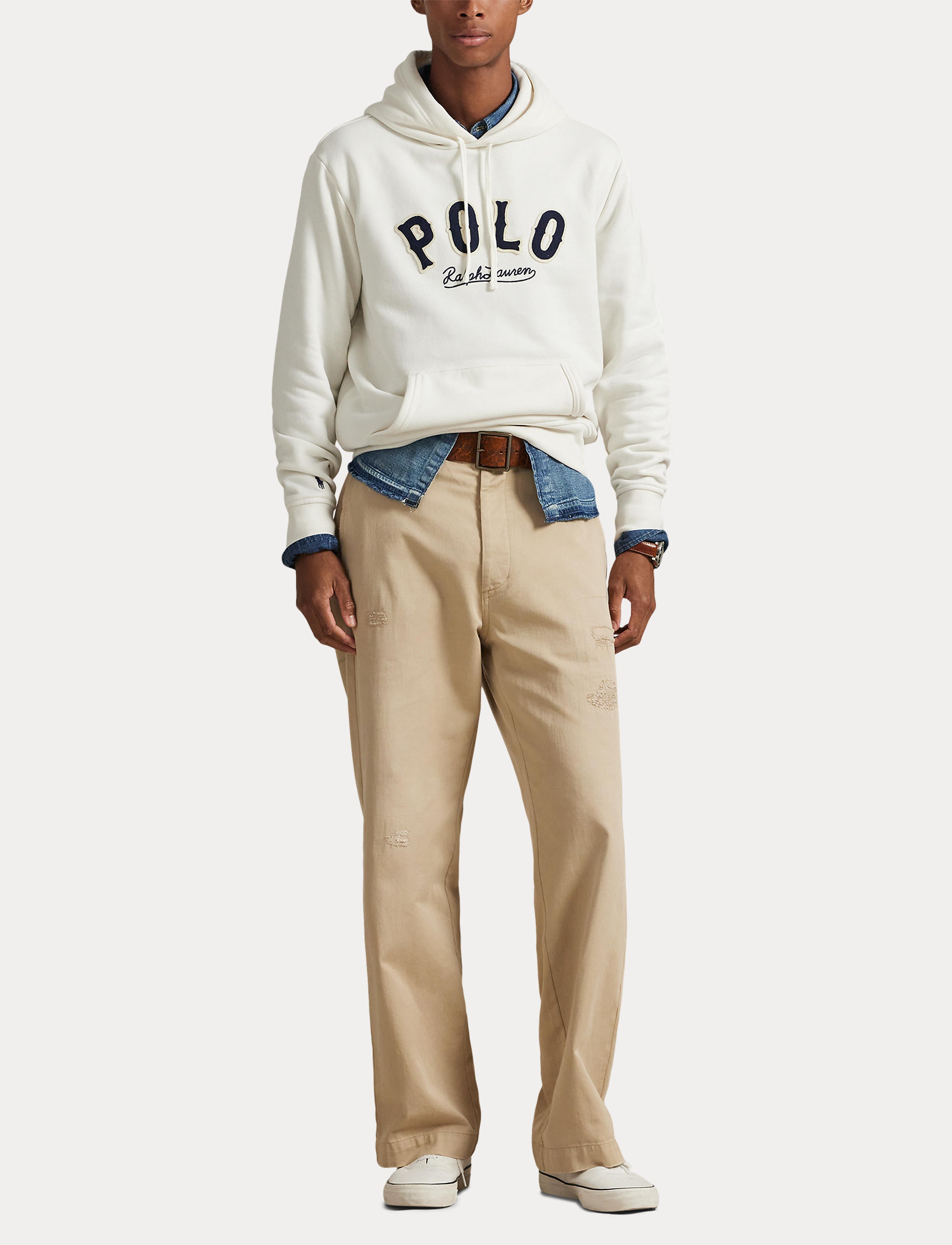 Men's Polo Ralph Lauren The RL Fleece Western-Logo Hoodie Deckwash White