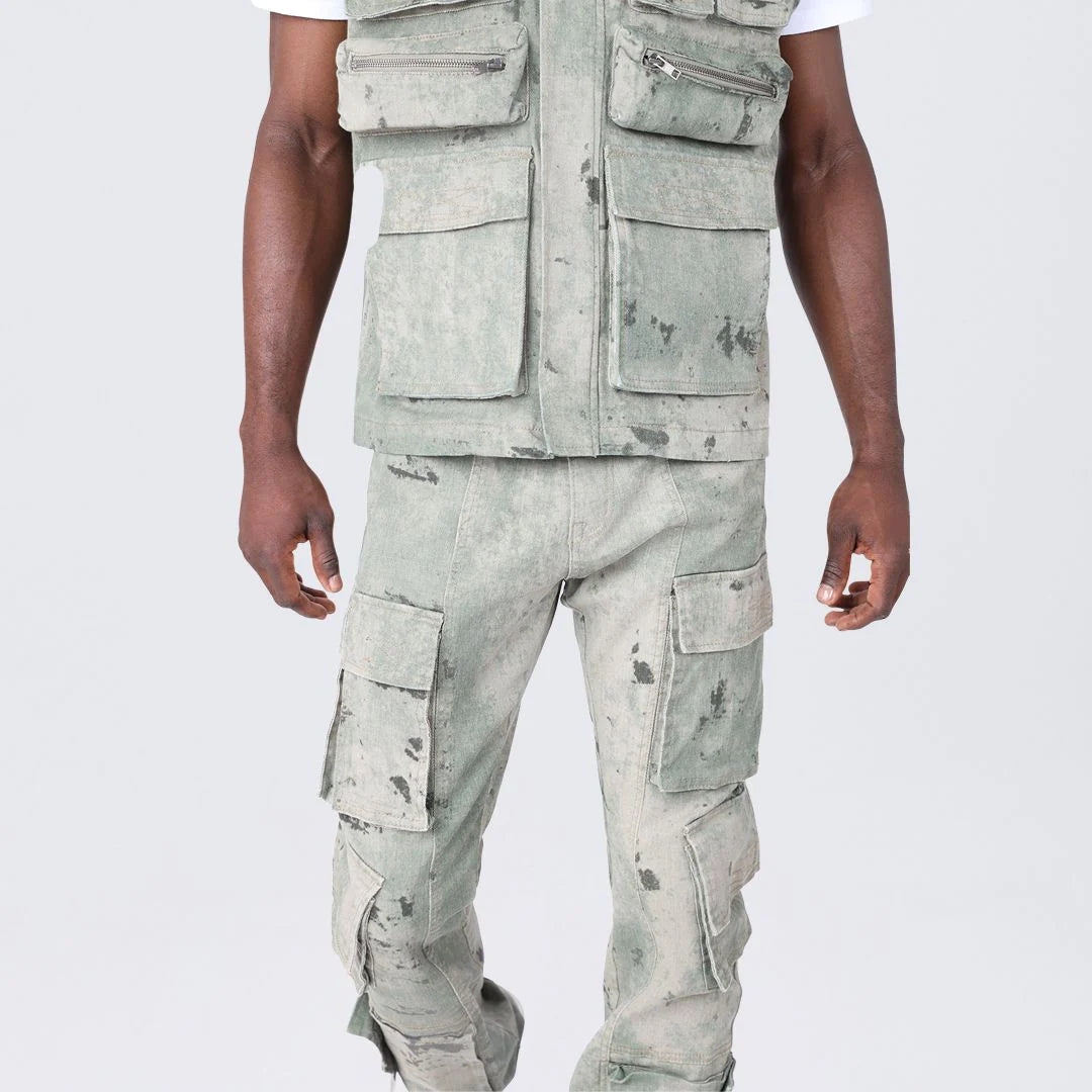 Men's Smoke Rise Straight Utility Splatter Print Twill Pants Solar Olive