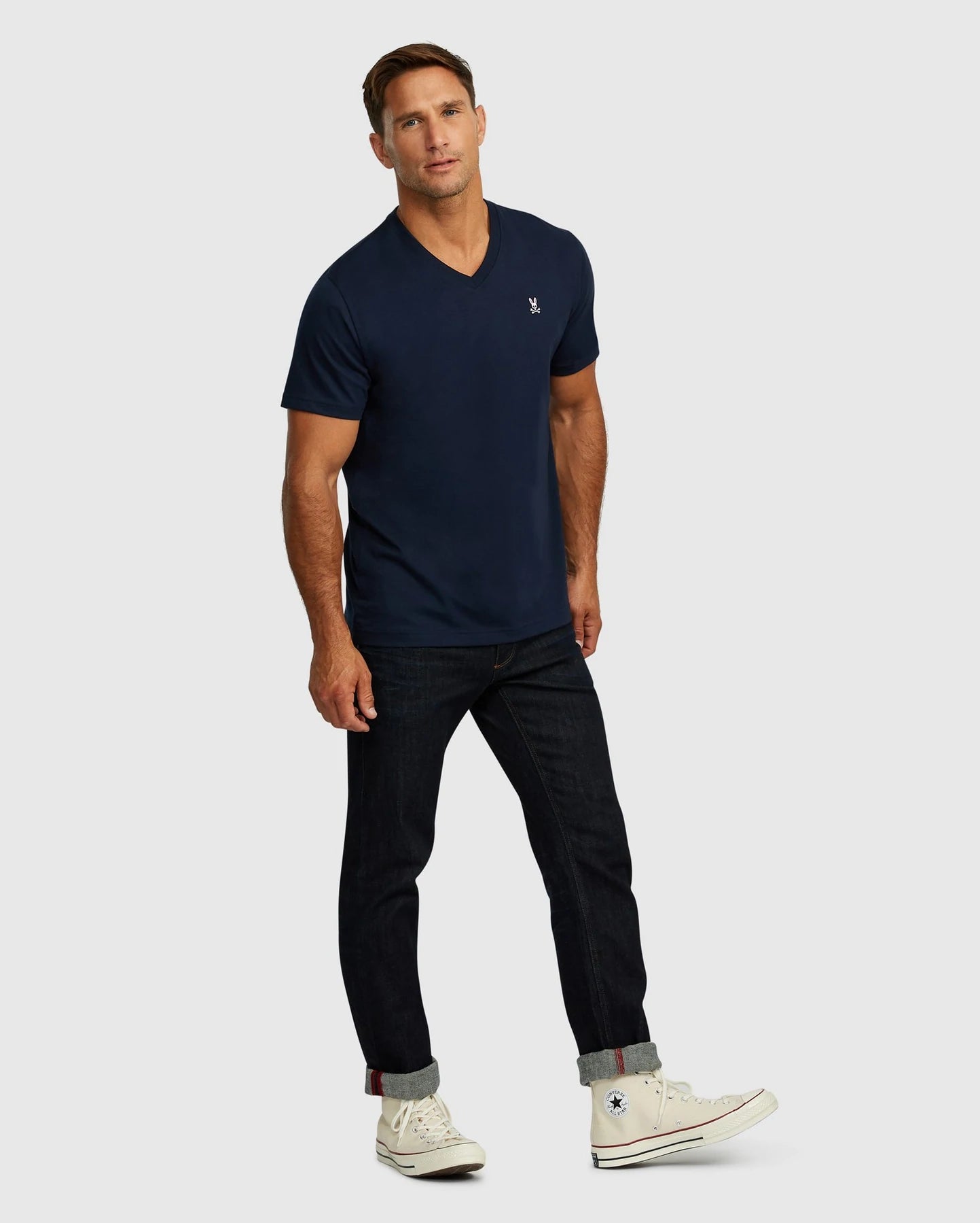 Men's Psycho Bunny Classic V Neck Tee Navy