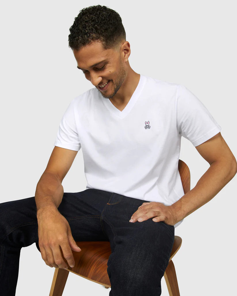 Men's Psycho Bunny Classic V Neck Tee White