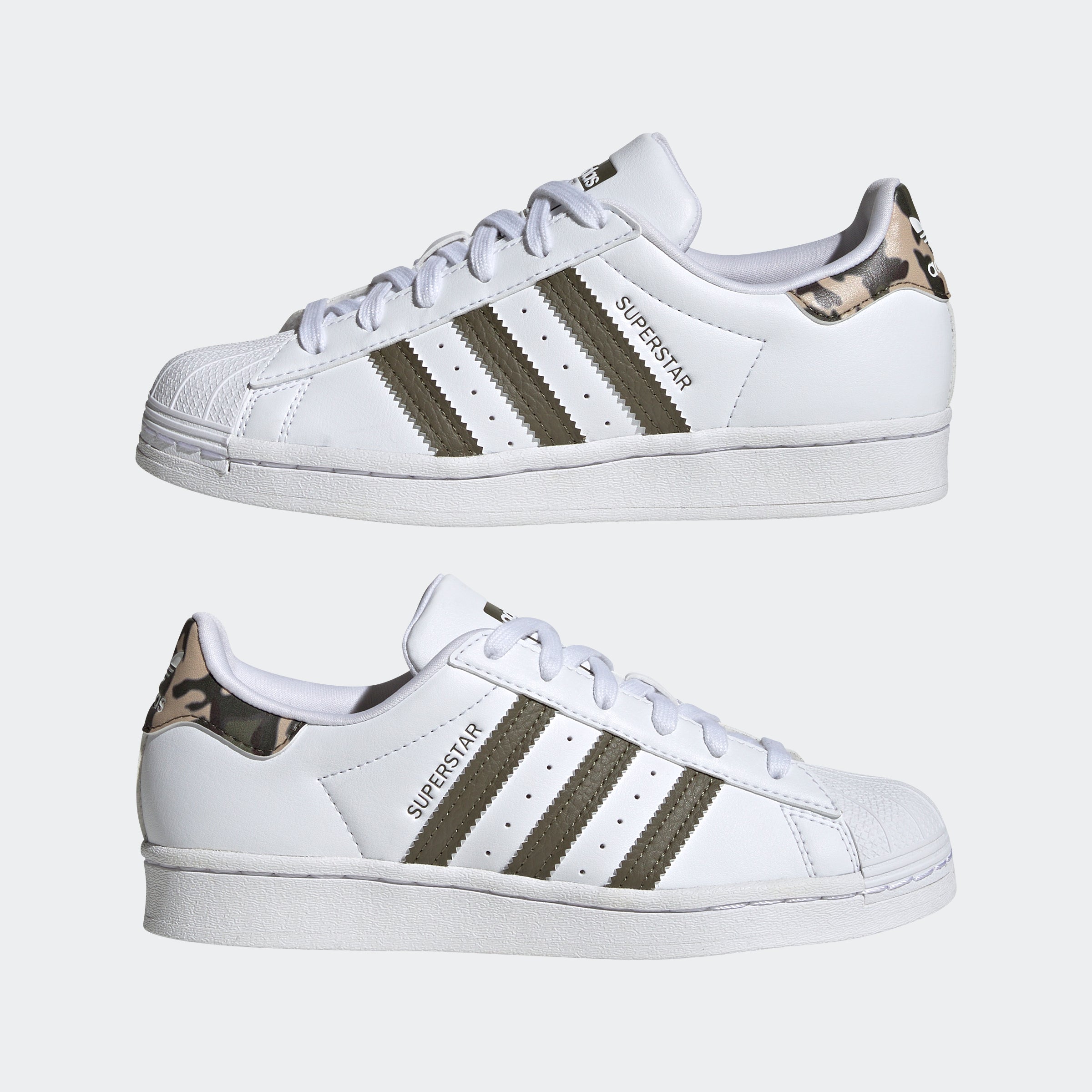 Big Kids adidas Originals Superstar Shoes White/Camo