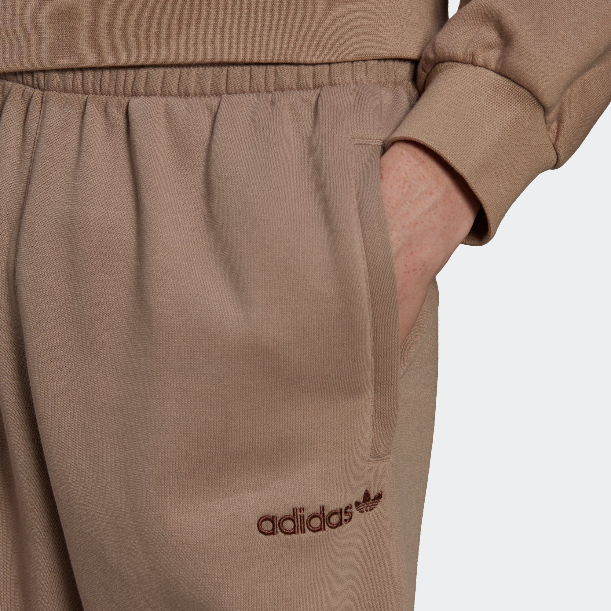 Men's adidas Originals Trefoil Linear Sweatpants Chalky Brown