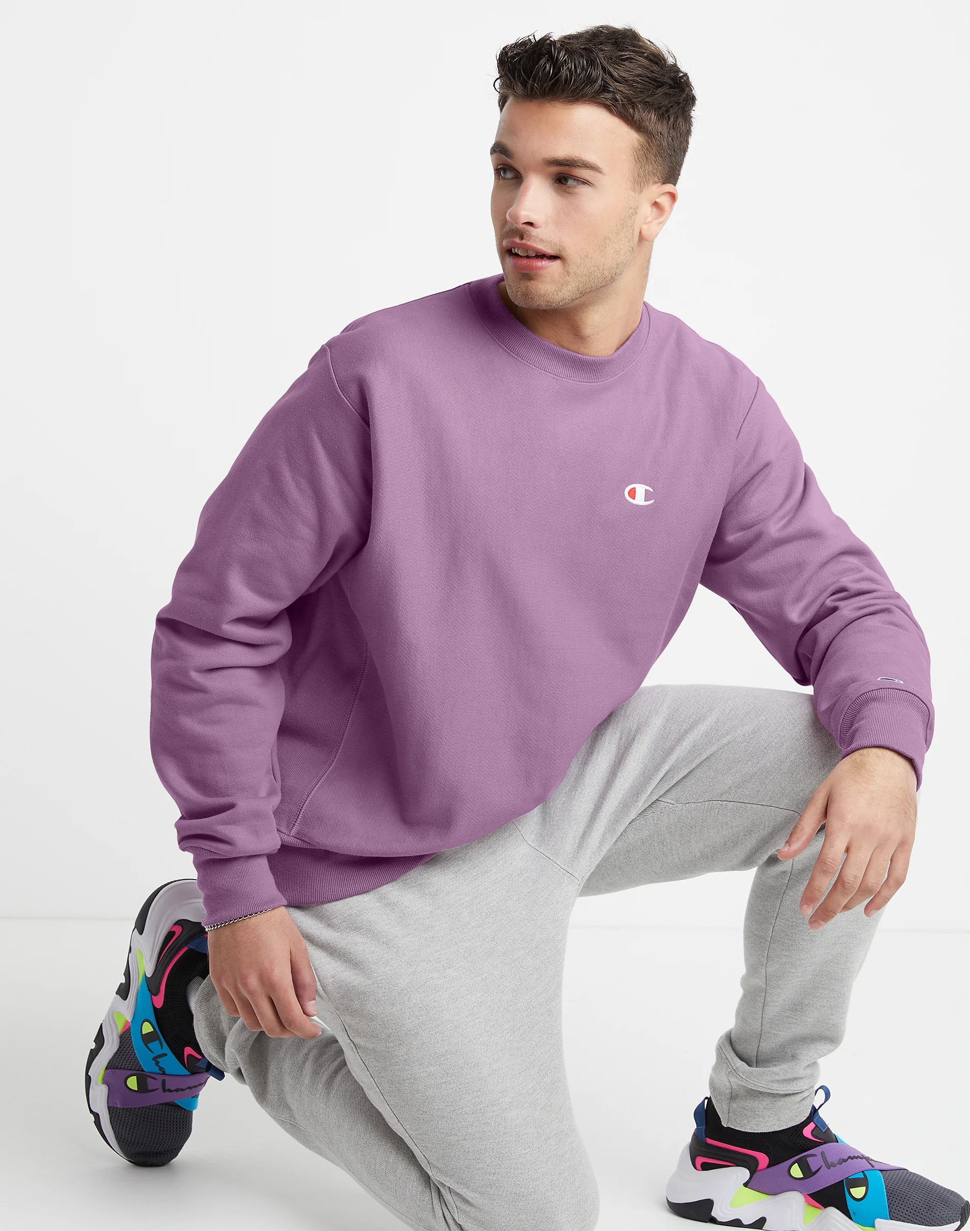 Men's Champion Life Reverse Weave Crew Lavender