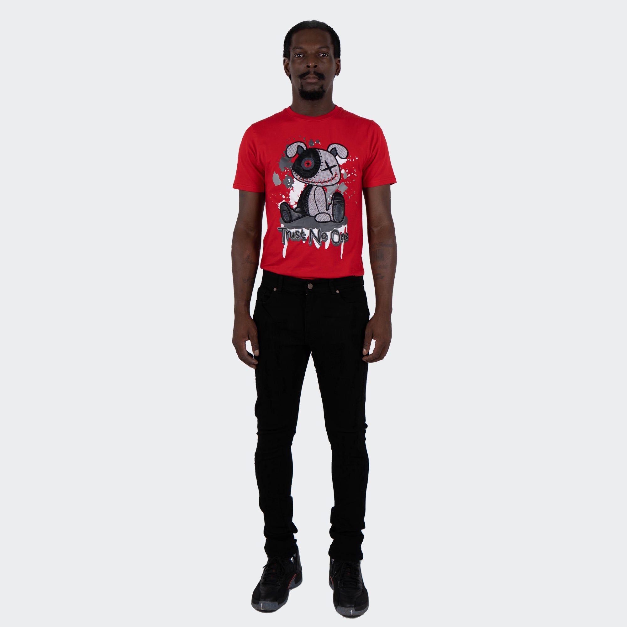 Men's TWO MILL TWENTY "Elston" Slim Skinny Scratched Stitch Repaired Urban Streetwear Designer Fashion Denim Jeans Black