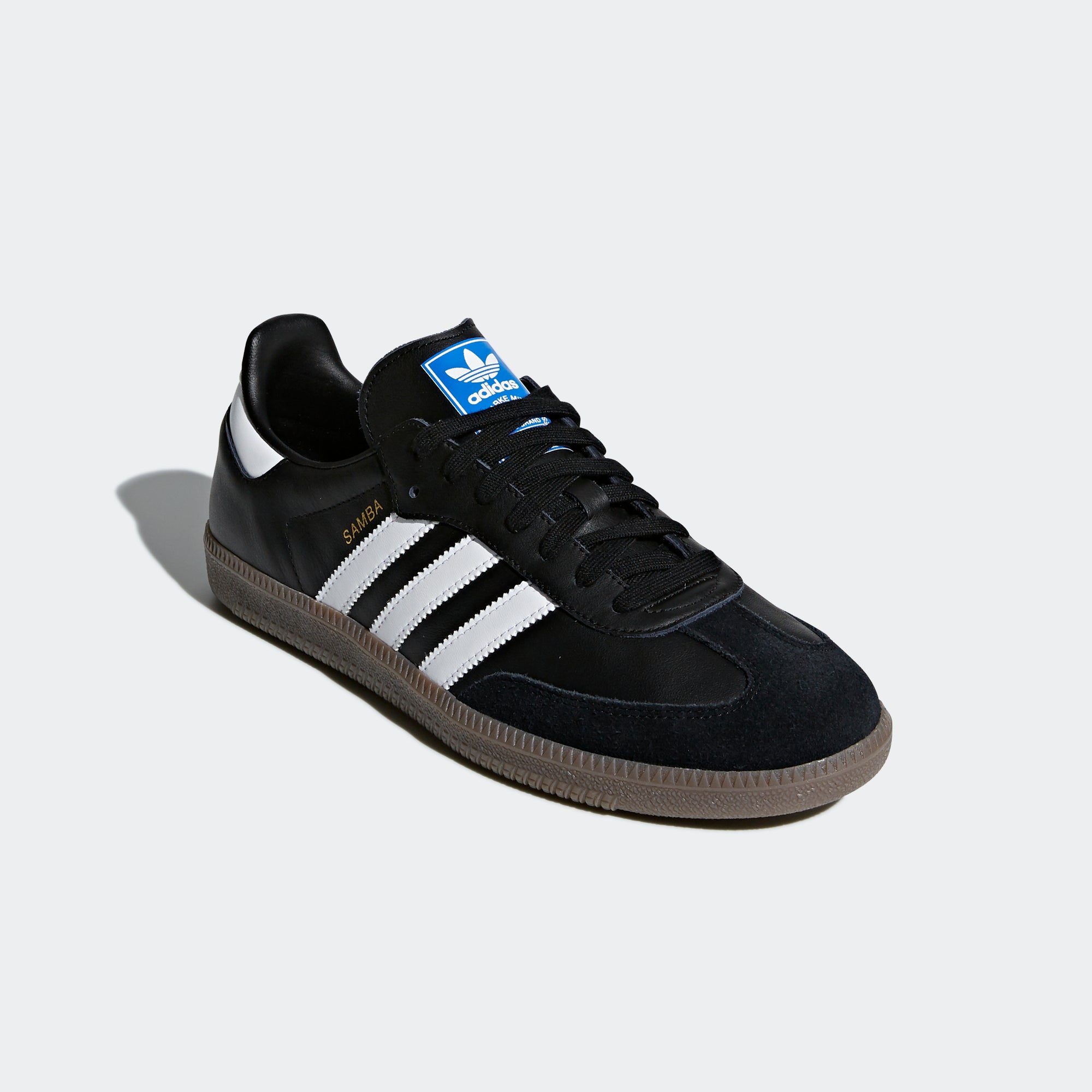 Men's adidas Originals Samba OG Shoes Black White B75807 | Chicago City Sports | diagonal view