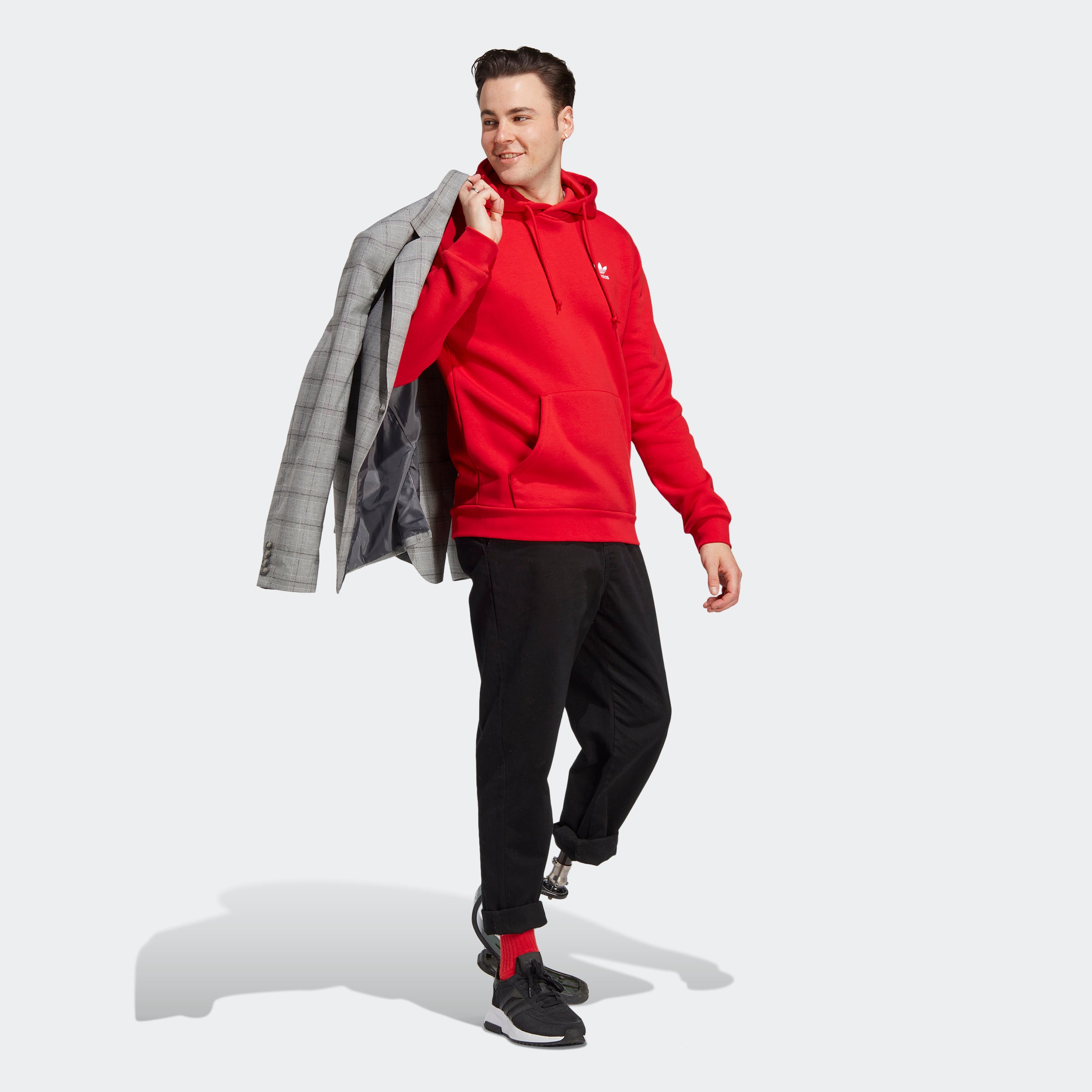 Men's adidas Originals Trefoil Essentials Hoodie Scarlet