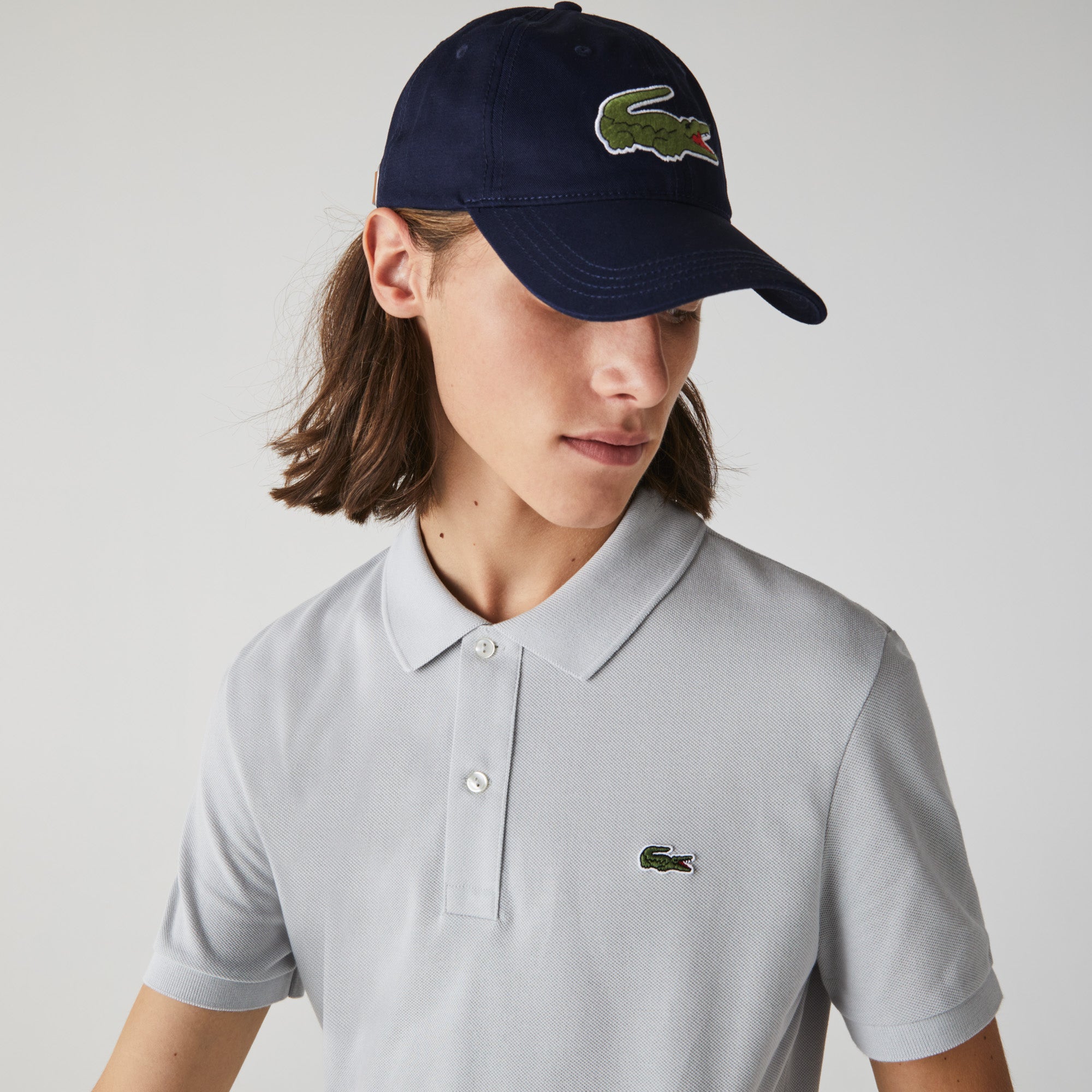 Lacoste Contrast Strap and Oversized Crocodile Cotton Cap Navy