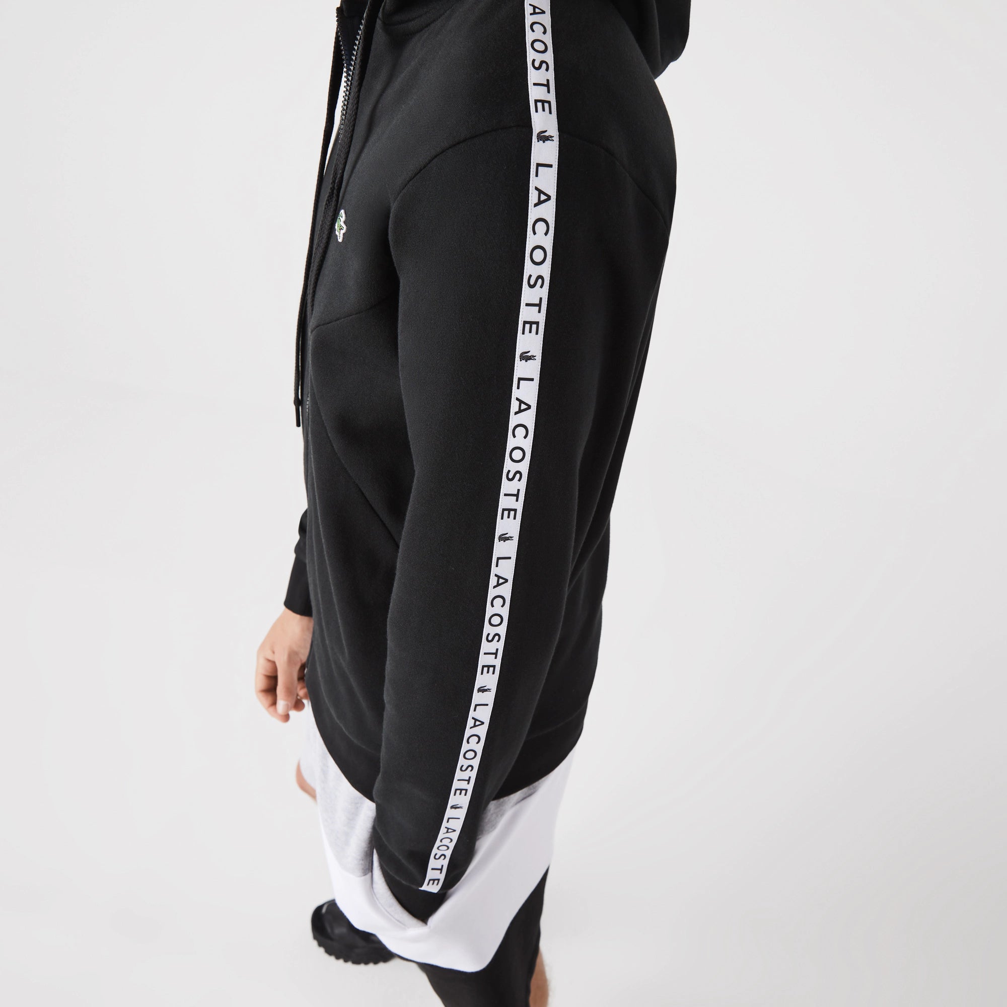 Men's Lacoste Colorblock Lettered Fleece Zip Hoodie Black